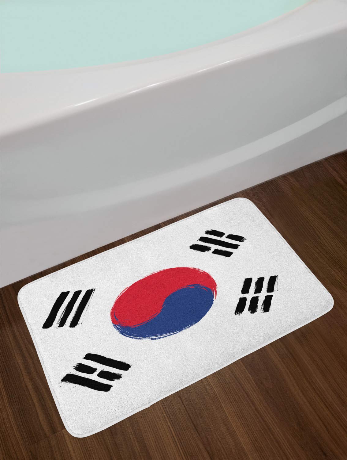 Ambesonne Korean Flag Bath Mat - Non-Slip Plush Decor for Bathroom