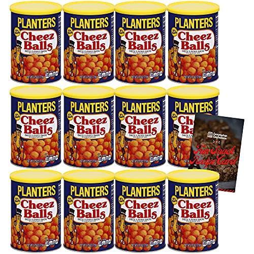 Planters Cheez Balls 2.75 oz. Canisters (Pack of 12) - Crunchy Cheese Snacks for Parties, School Lunches & Movie Nights - Perfect for Kids & Adults - Includes Fun Recipe Card - Great for Game Day, Office Snacks & Family Gatherings