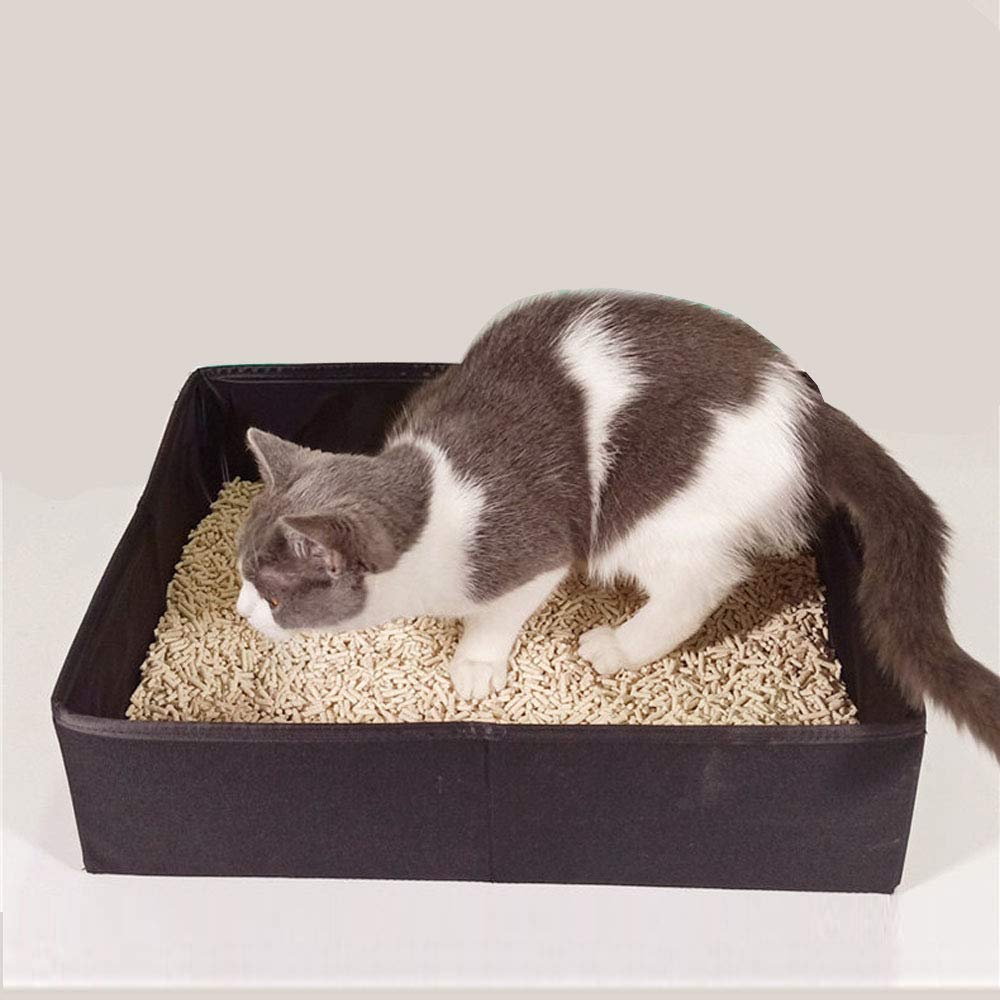 Foldable Waterproof Collapsible Cat Litter Box - Portable Travel Litter Pan for Cats - Green | Ideal for Camping, Road Trips & Small Spaces