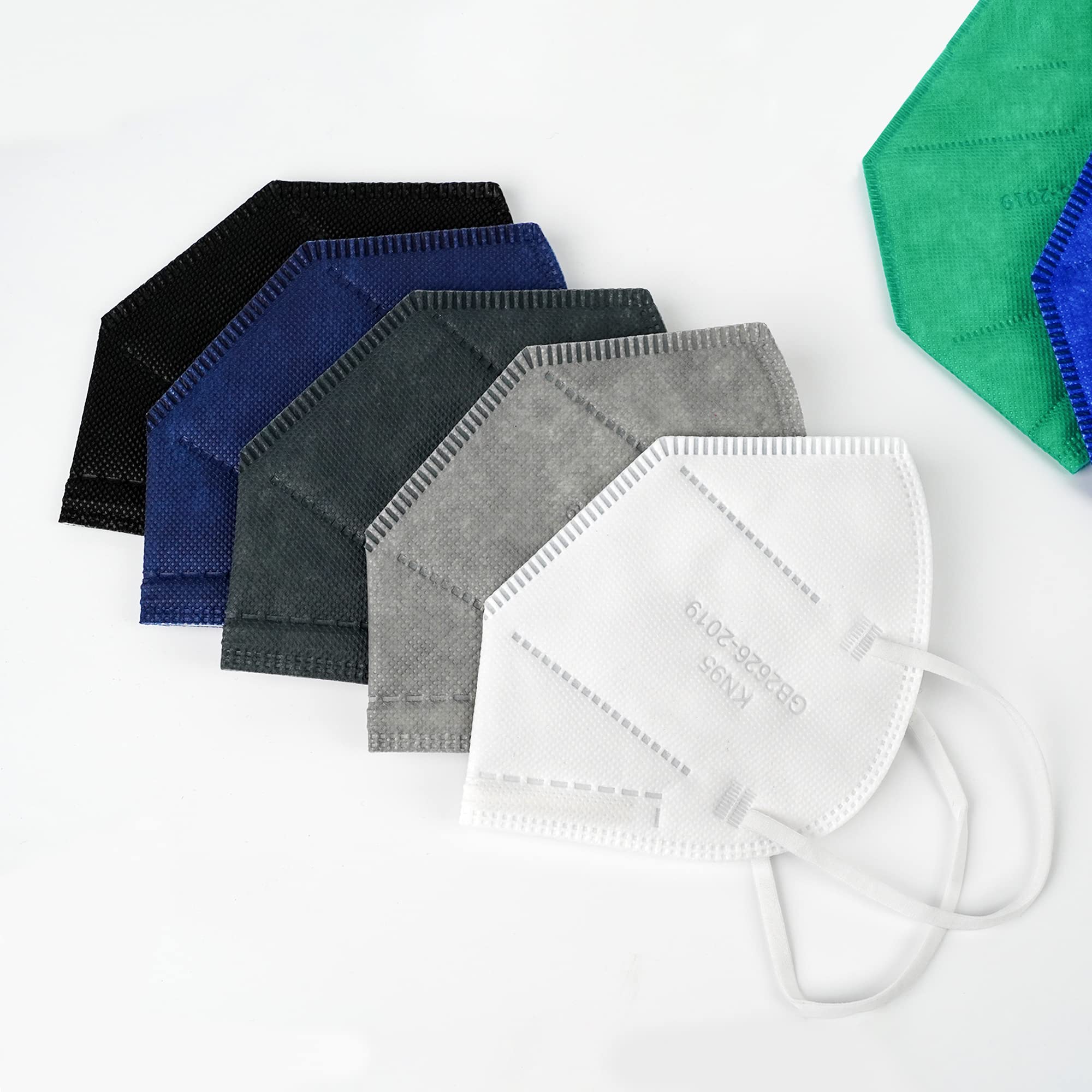 Spellow KN95 Face Masks 50 Pack - 5-Layer Breathable Disposable Dust Mask with Elastic Earloop & Nose Clip, ≥95% Filtration Efficiency (10 Colors) - Protection for Home, Office, Travel & Public Spaces