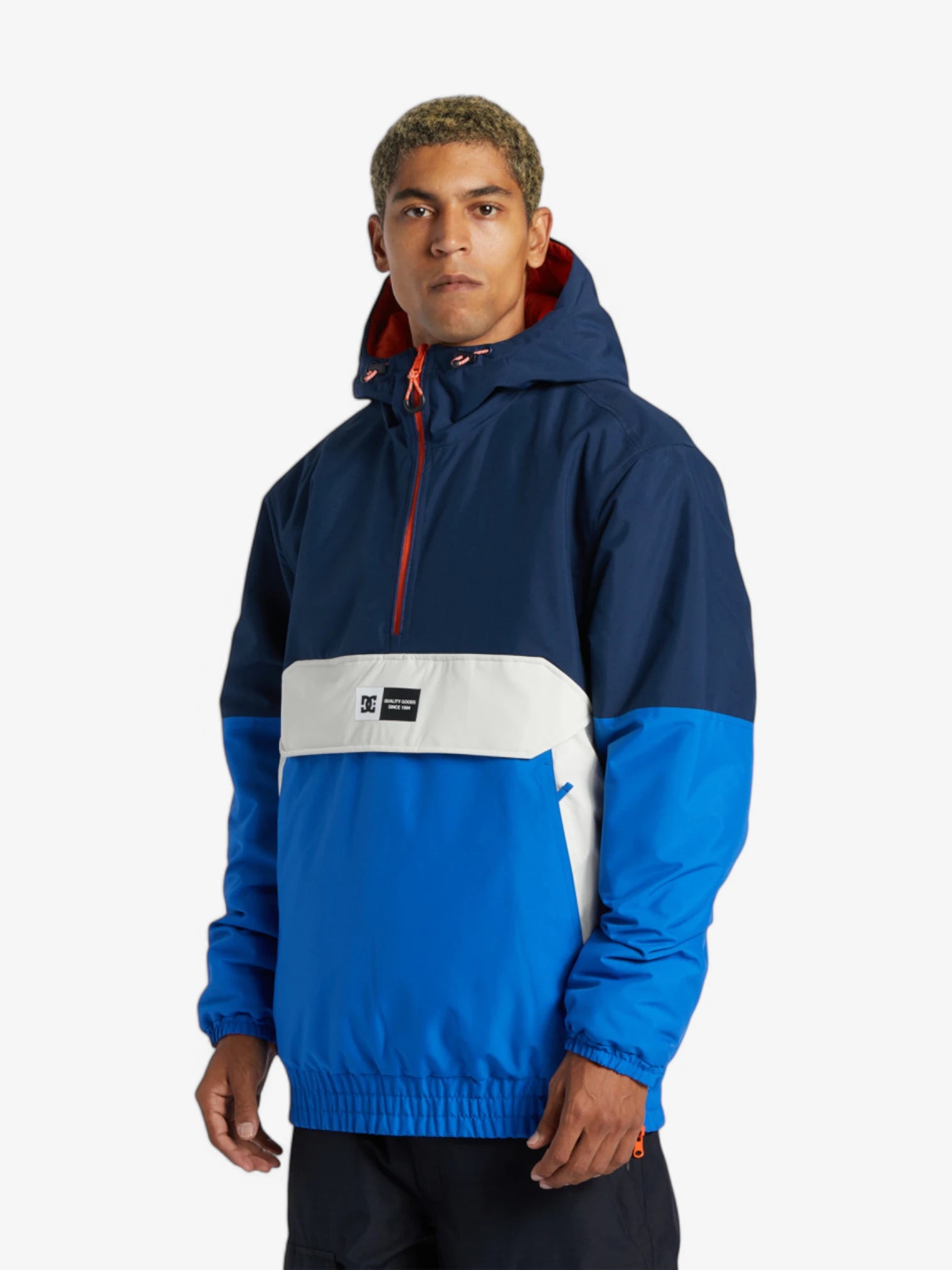 DC Snow Nexus Anorak Jacket - Blue, White & Orange - Waterproof Winter Coat for Men & Women - Perfect for Skiing, Snowboarding & Outdoor Adventures