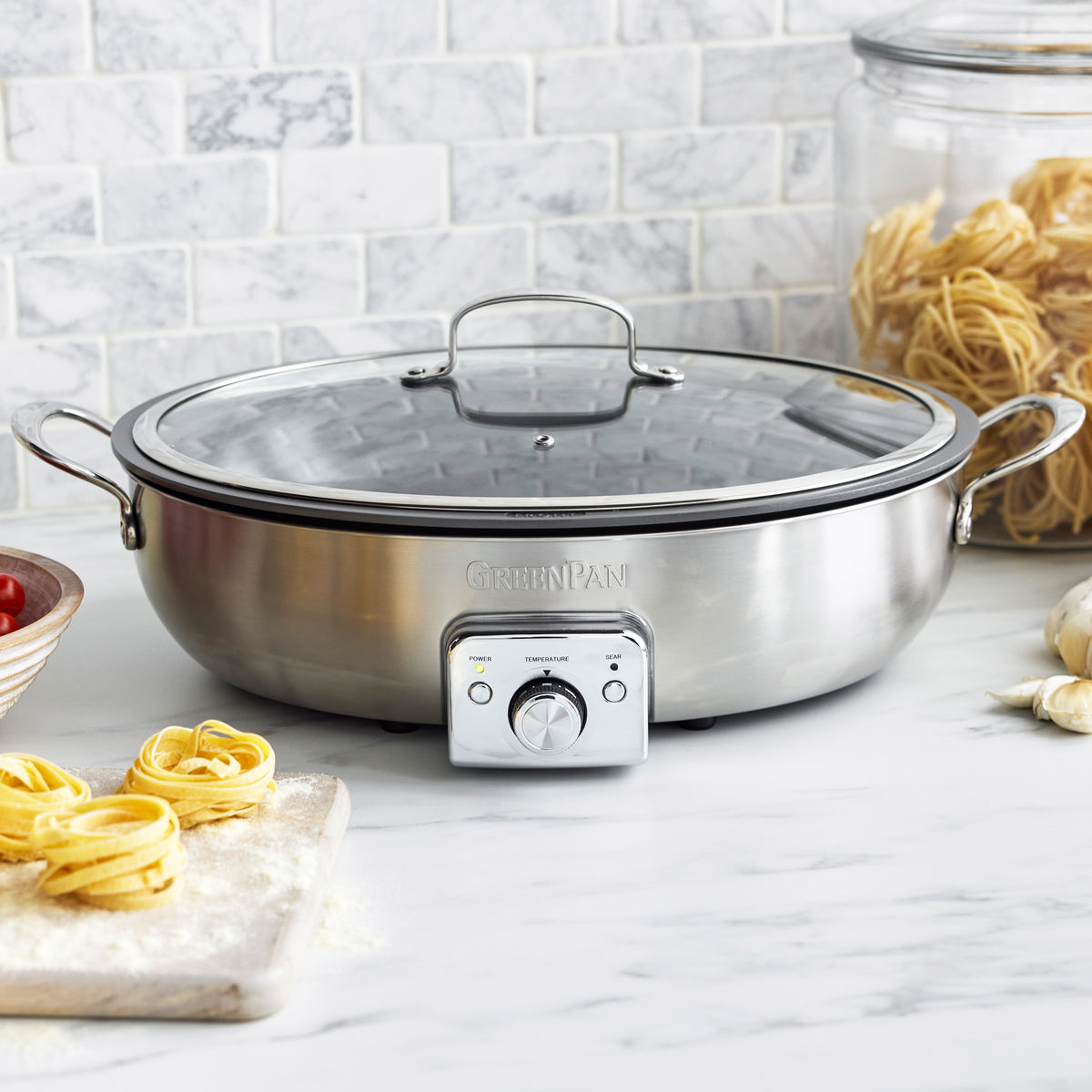 Elite 5.5 Quart Oval Electric Skillet - Premium Stainless Steel Cookware for Frying, Searing & Slow Cooking | Perfect for Home Kitchen, Camping & RV Cooking