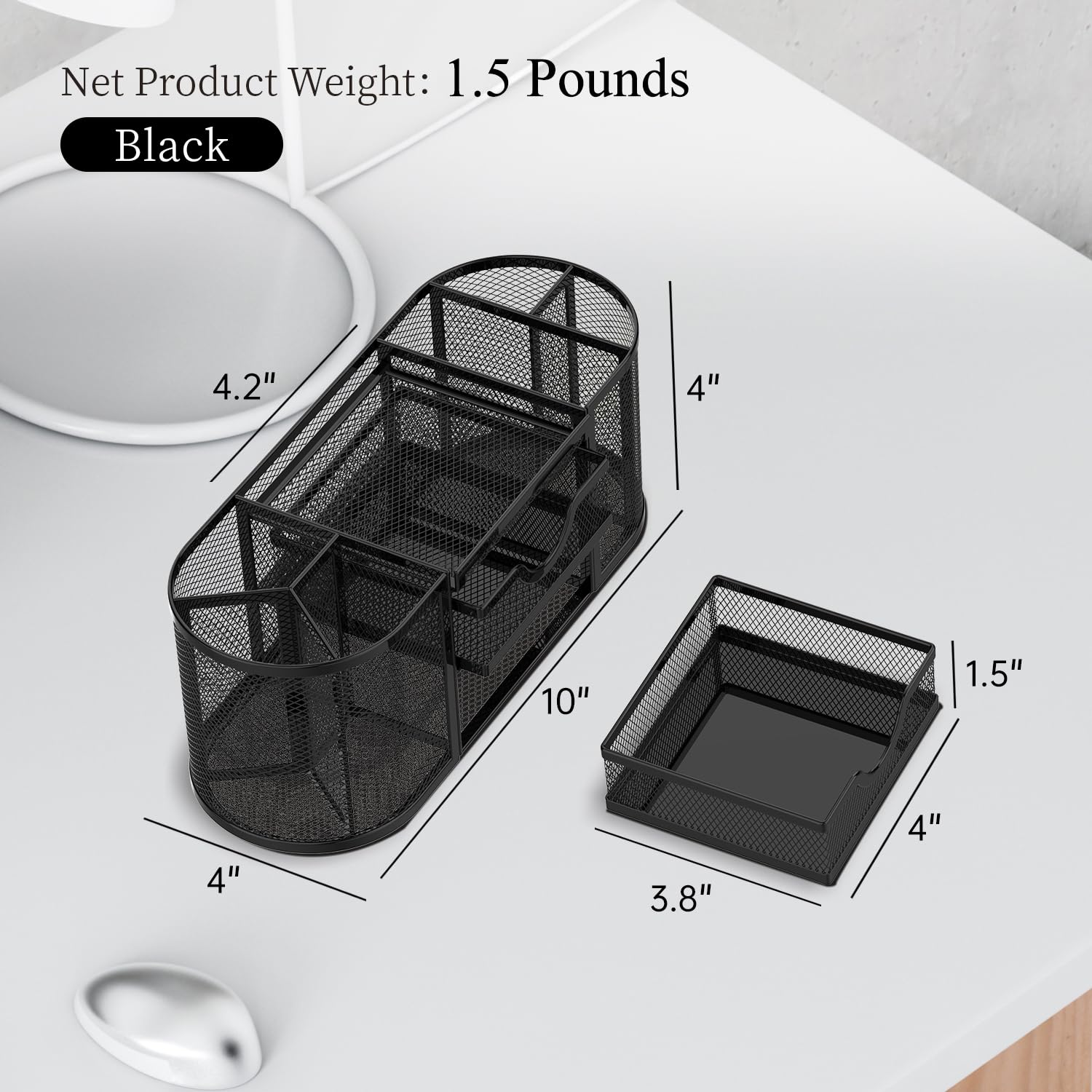 SUPEASY Mesh Desk Organizer with 2 Drawers - Black Office Desk Accessory for Pens, Pencils & Supplies | Perfect for Home Office, School & Workspace Organization