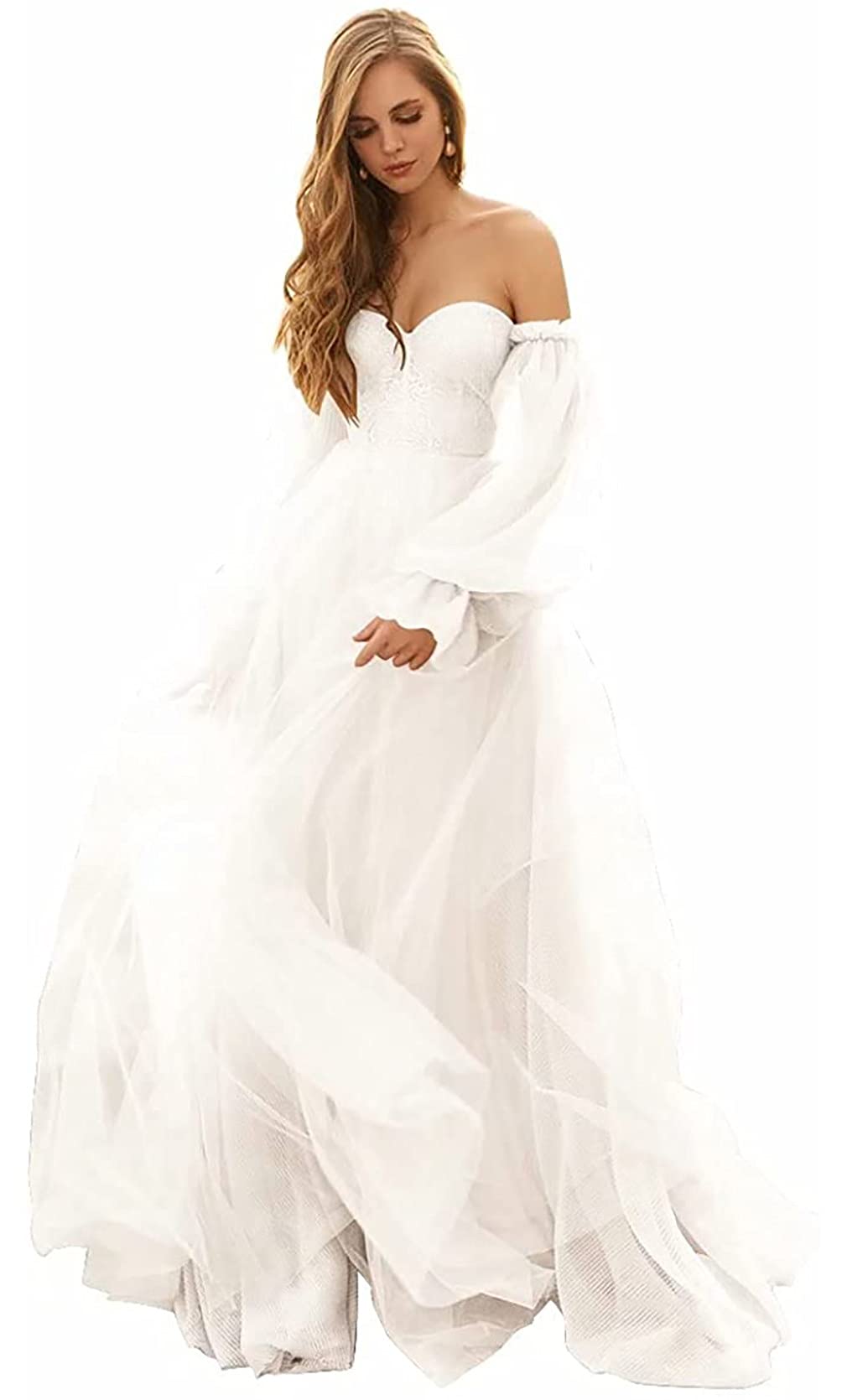 Elegant Women's Puffy Sleeve Prom Dress - Long Tulle Ball Gown with Off-Shoulder Design for Formal Parties, Weddings & Special Occasions | Princess Style Evening Gown for Prom Night, Quinceañera & Black Tie Events