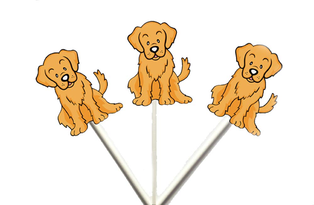 Golden Retriever Cupcake Toppers - 12 Pack Dog Birthday Party Decorations for Puppy Themed Cakes, Cupcakes & Desserts - Perfect for Dog Lovers & Pet Birthday Celebrations