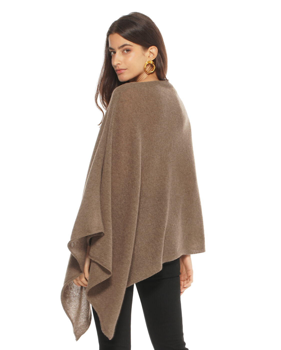 Luxury Women's Pure Cashmere Poncho Shawl - Soft & Warm Camel Color - Perfect for Fall, Winter & Travel