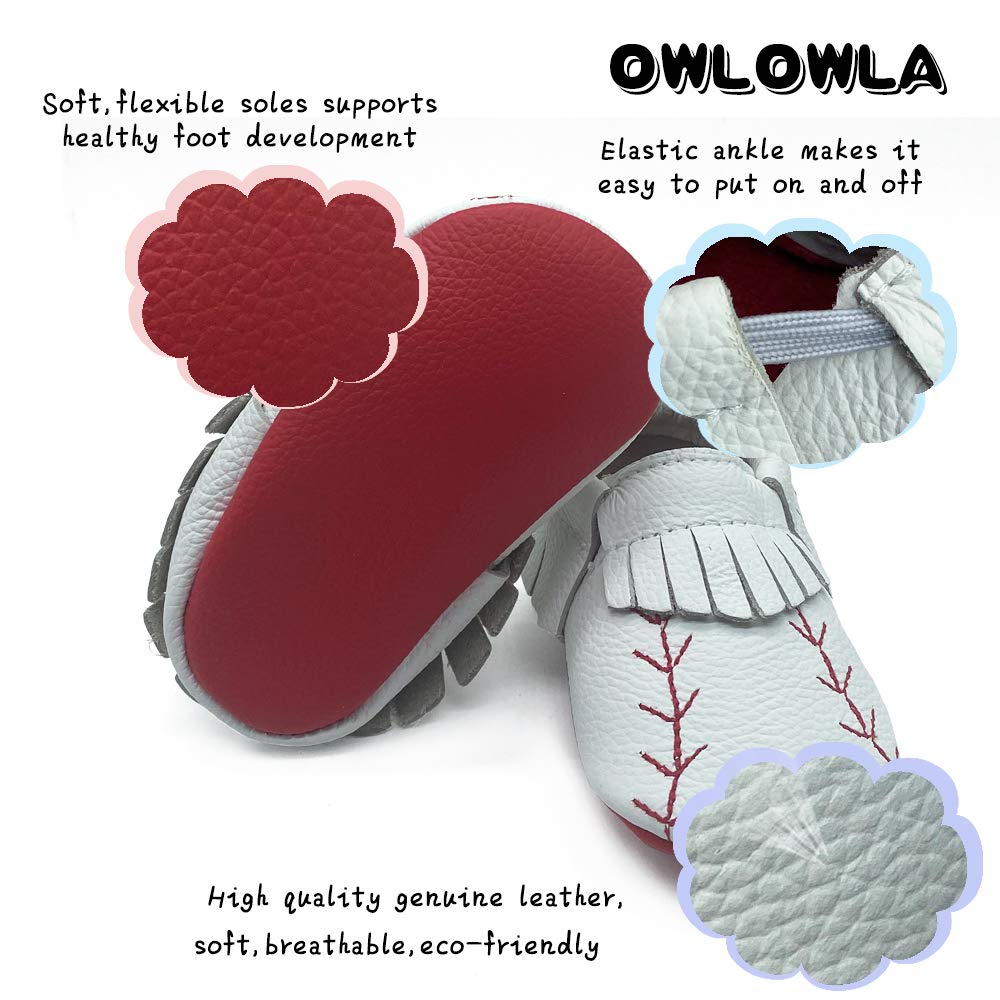 OWLOWLA Baby Moccasins - Soft Leather Shoes for Infants & Toddlers - Perfect for First Steps