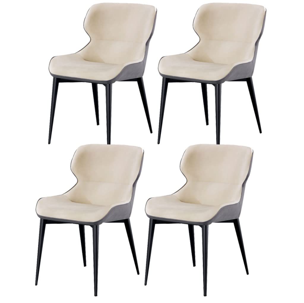 4-Piece Waterproof Leather Dining Chair Set with Carbon Steel Frame - Beige Kitchen, Living Room & Lounge Counter Chairs for Home & Restaurant Use