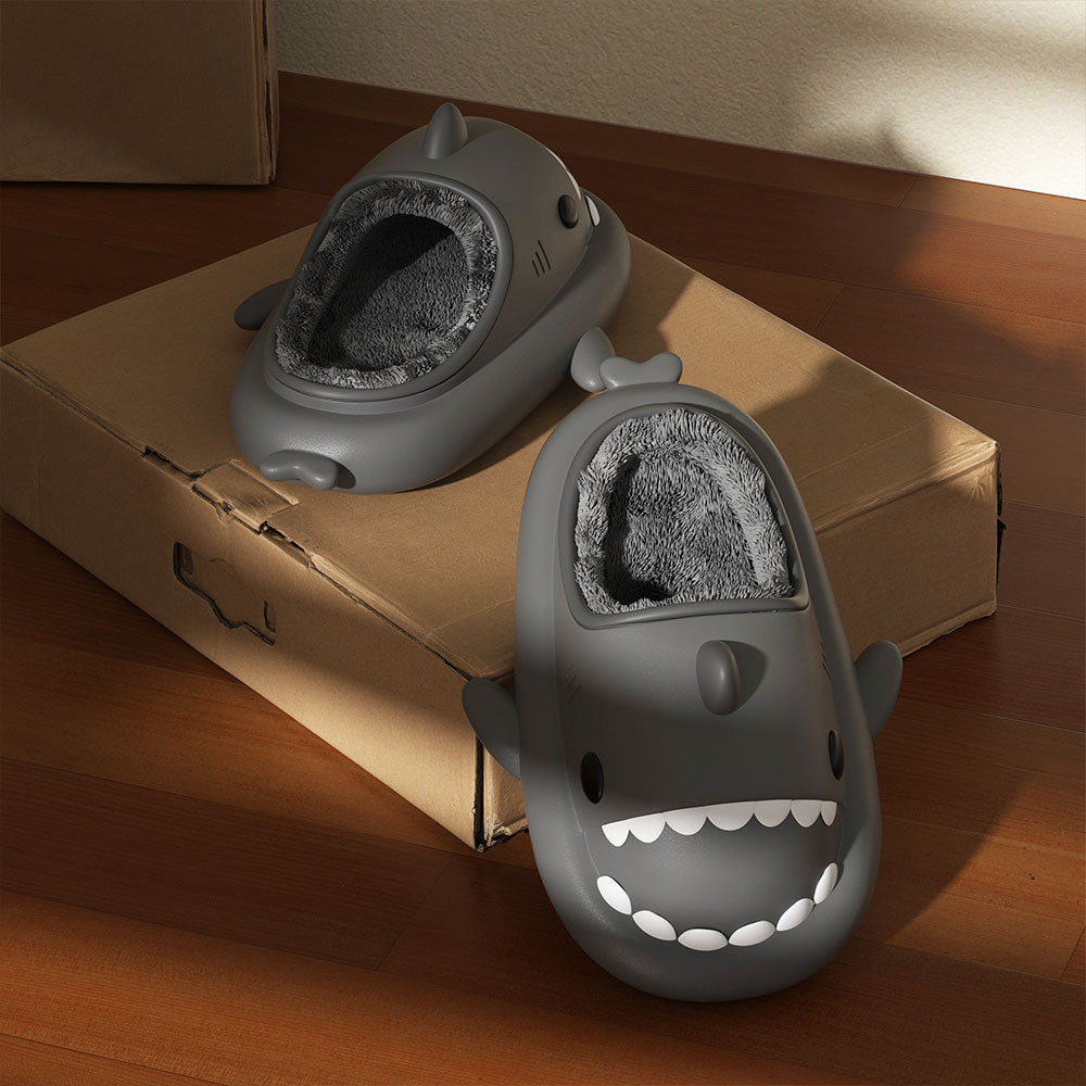 Sharkicks Basic Winter Open Heel Shark Slippers for Women - Cozy Indoor & Outdoor House Shoes for Cold Weather Comfort