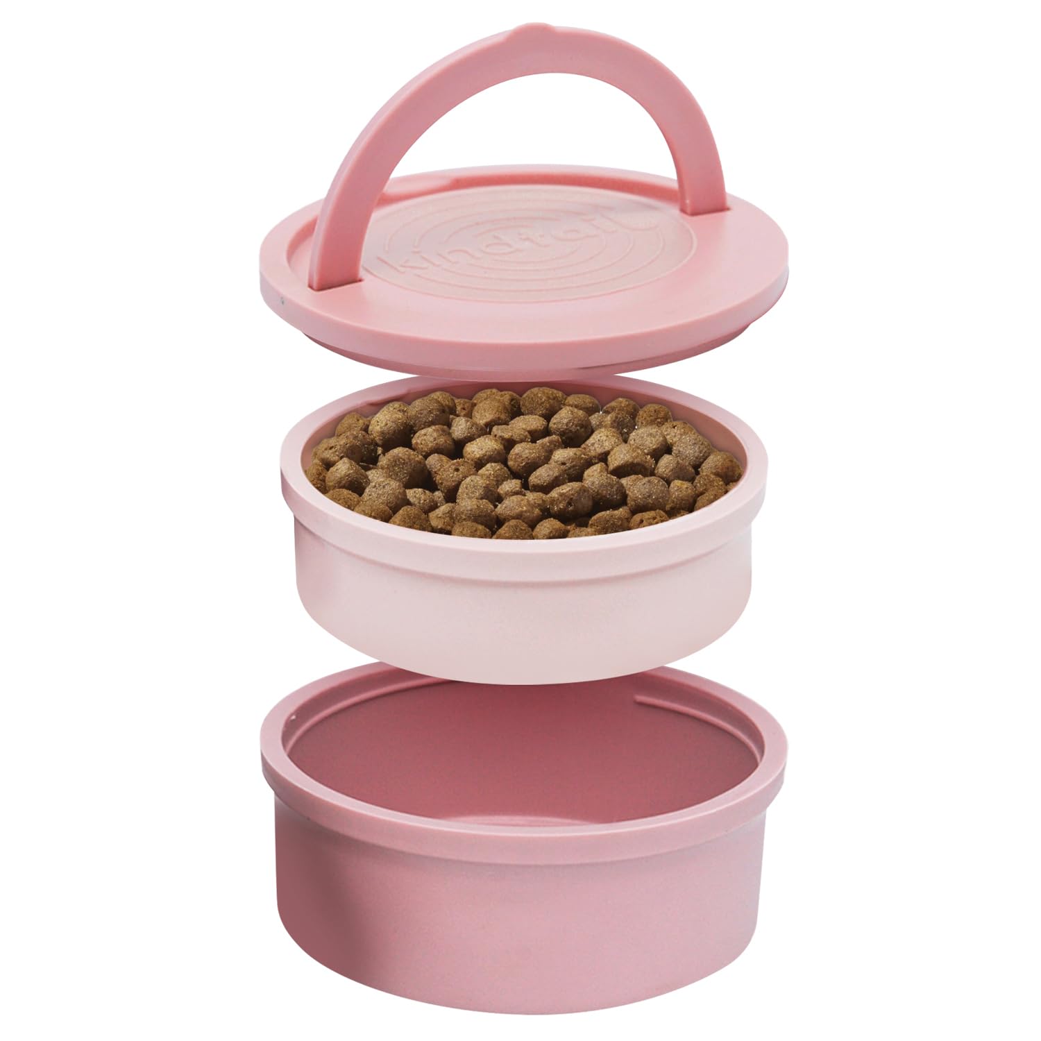 KindTail 2-Pack Portable Dog Travel Bowls - Collapsible Pet Food & Water Dish Set with Lid, Handle & Non-Slip Silicone Base - BPA Free, Microwave & Dishwasher Safe Nesting Containers - Perfect for Hiking, Camping, Road Trips & Outdoor Adventures with Your Pet