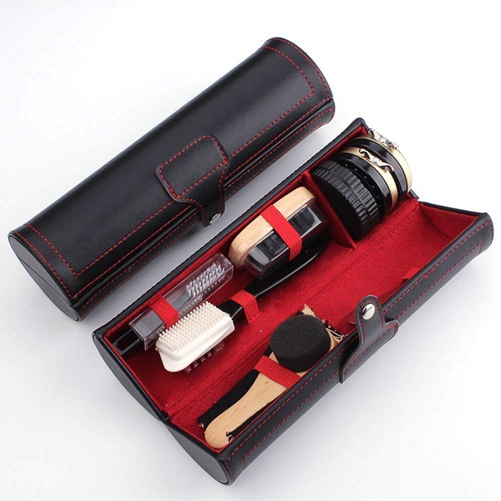 Premium JTKDL Leather Shoe Polish & Care Kit - Complete Shoe Shine Set with Polishing Brushes, Microfiber Cloth & Compact Case - Ideal for Dress Shoes, Boots & Leather Accessories - Perfect for Office, Weddings & Professional Grooming (Set C)