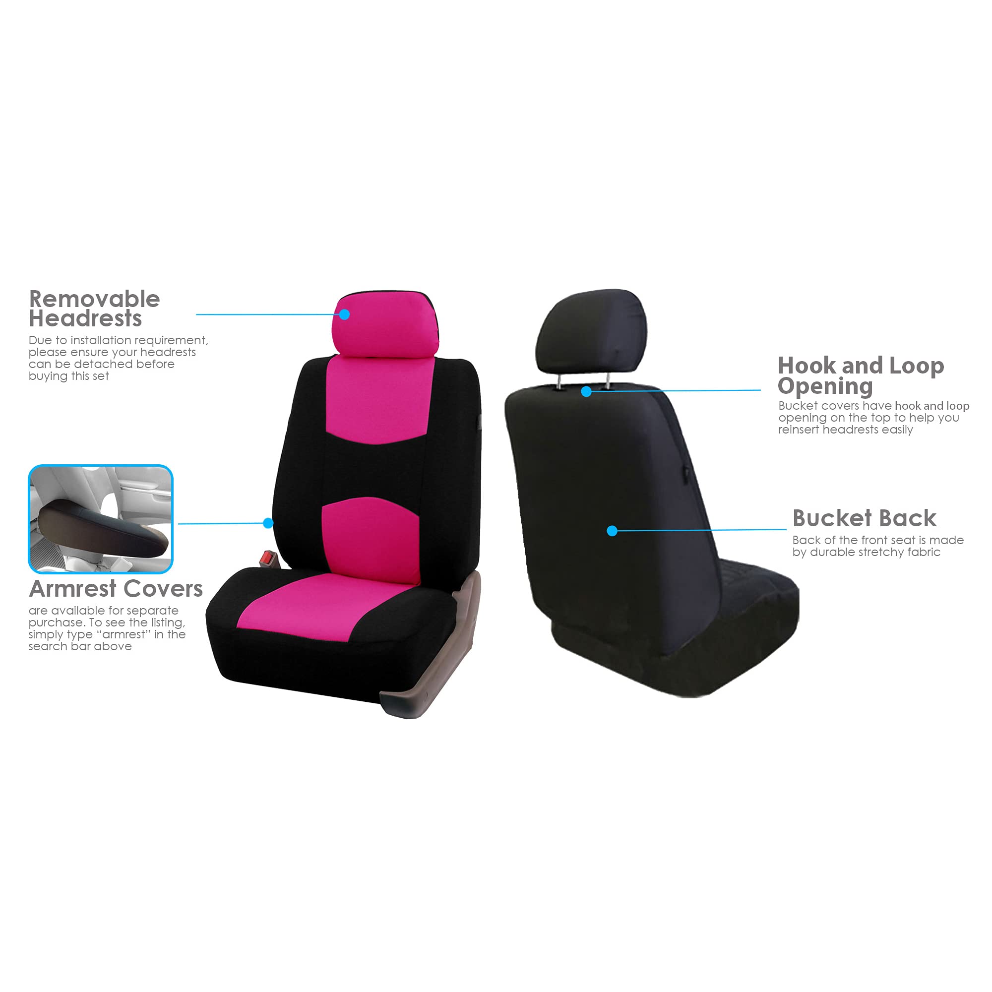 Universal Pink Car Seat Covers for SUV Truck & Van - Full Bench Set