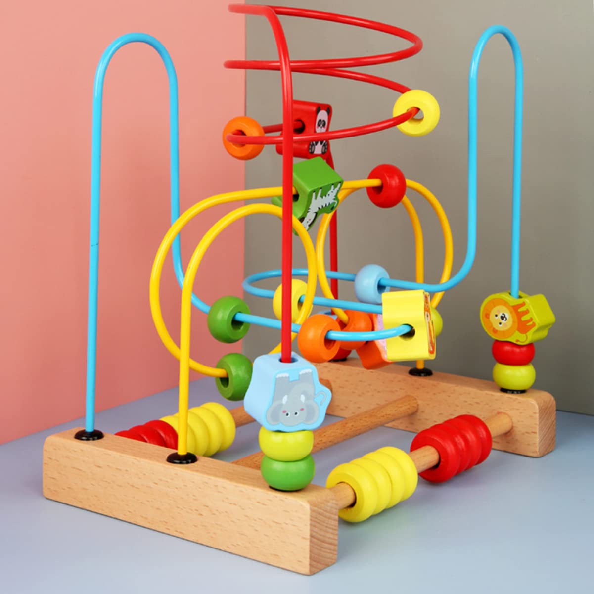 Toyvian Wooden Bead Maze & Roller Coaster Toy - Educational Preschool Learning Activity for Toddlers - Perfect for Montessori Classrooms & Early Childhood Development
