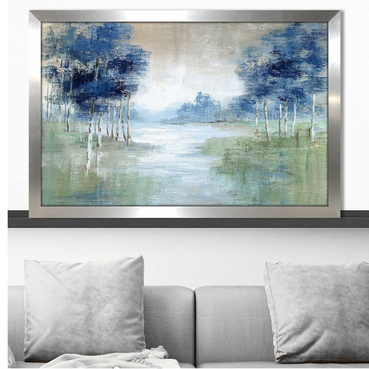 Birch River Horizontal Landscape Art Print on Acrylic - Modern Nature Wall Decor for Living Room, Bedroom & Office