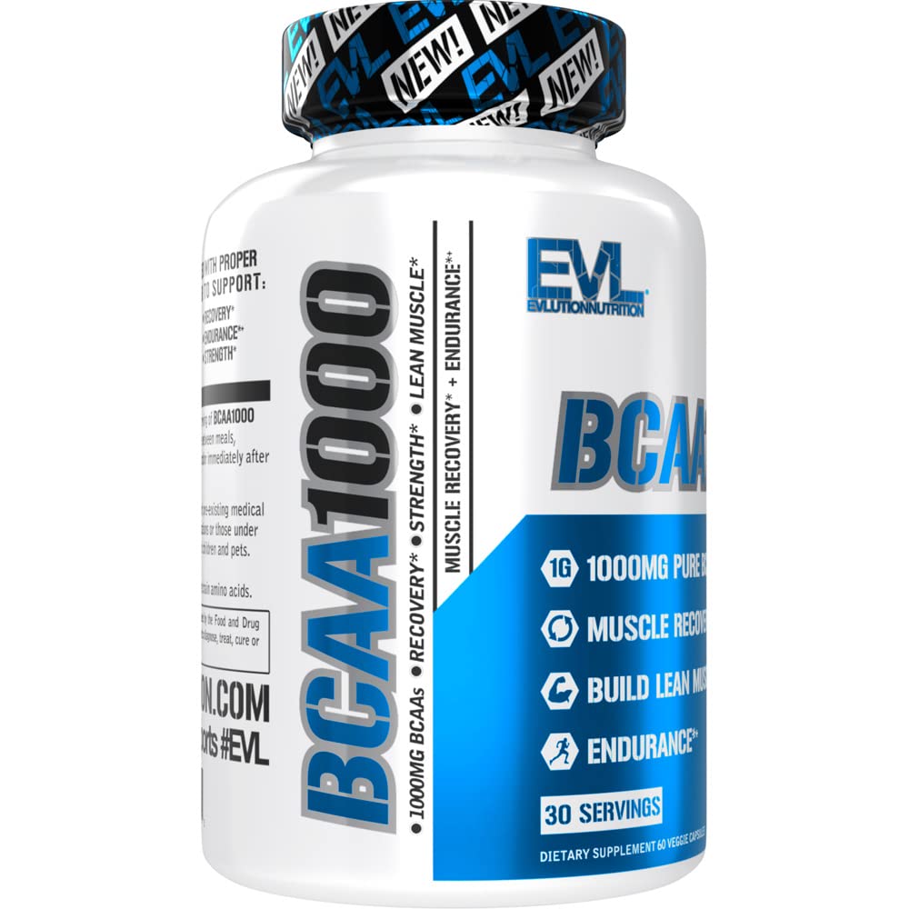 EVL BCAA 1000 Branched Chain Amino Acids Supplement for Men - 2:1:1 Ratio, 5g Capsules for Post Workout Recovery, Lean Muscle Growth & Energy Boost - 30 Servings - Ideal for Gym Training, Bodybuilding & Fitness Enthusiasts