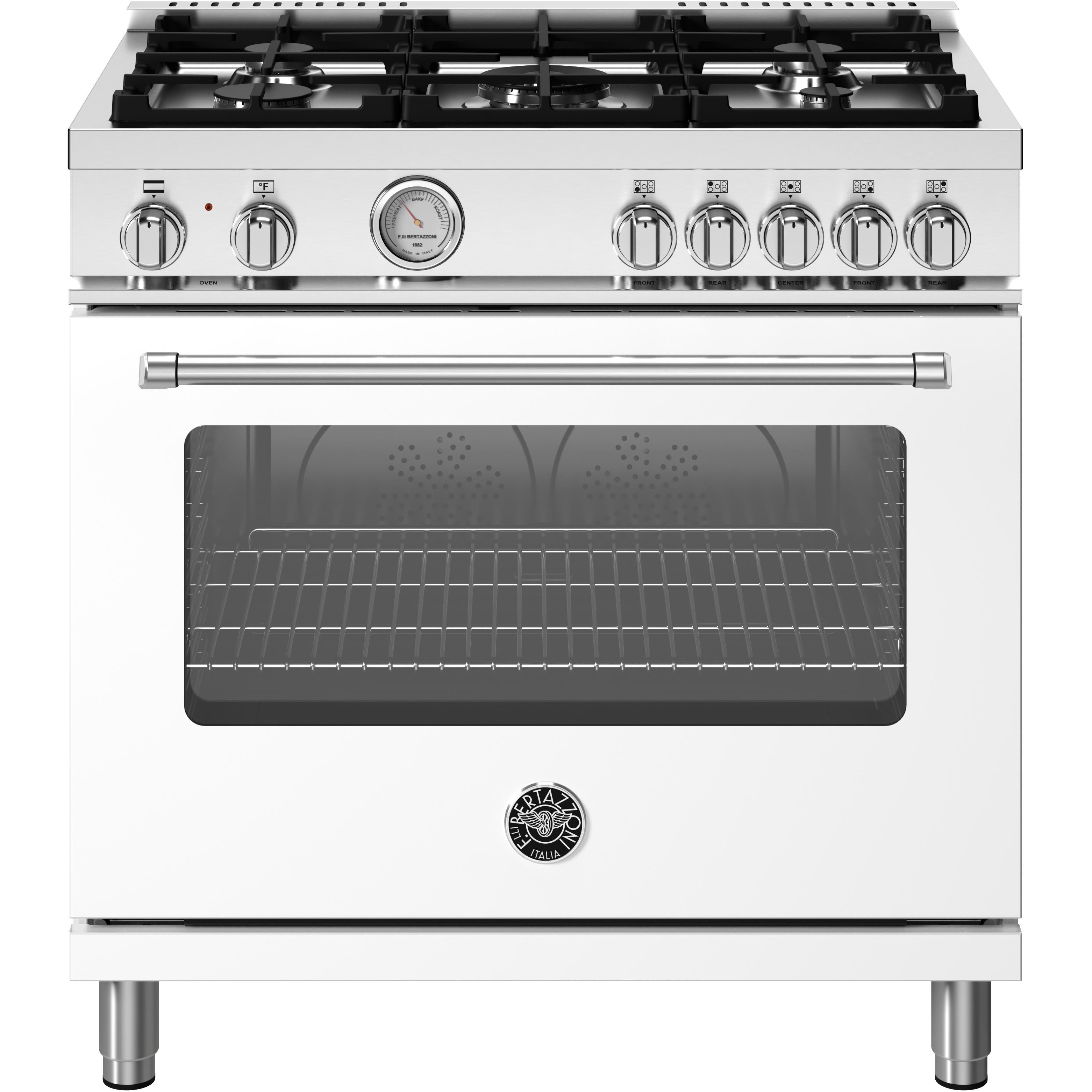 Bertazzoni 36 Inch Freestanding Dual Fuel Range - Professional Gas & Electric Oven with 6 Burners & Convection - Stainless Steel (MAS365DFMBIV) - Perfect for Home Chefs & Modern Kitchens