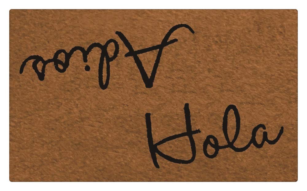 Non-Slip Hola Adios Welcome Doormat - 23.6 x 15.7 Inch Brown Indoor/Outdoor Entrance Rug for Front Door, Home Decor - Perfect for Porch, Patio & Mudroom