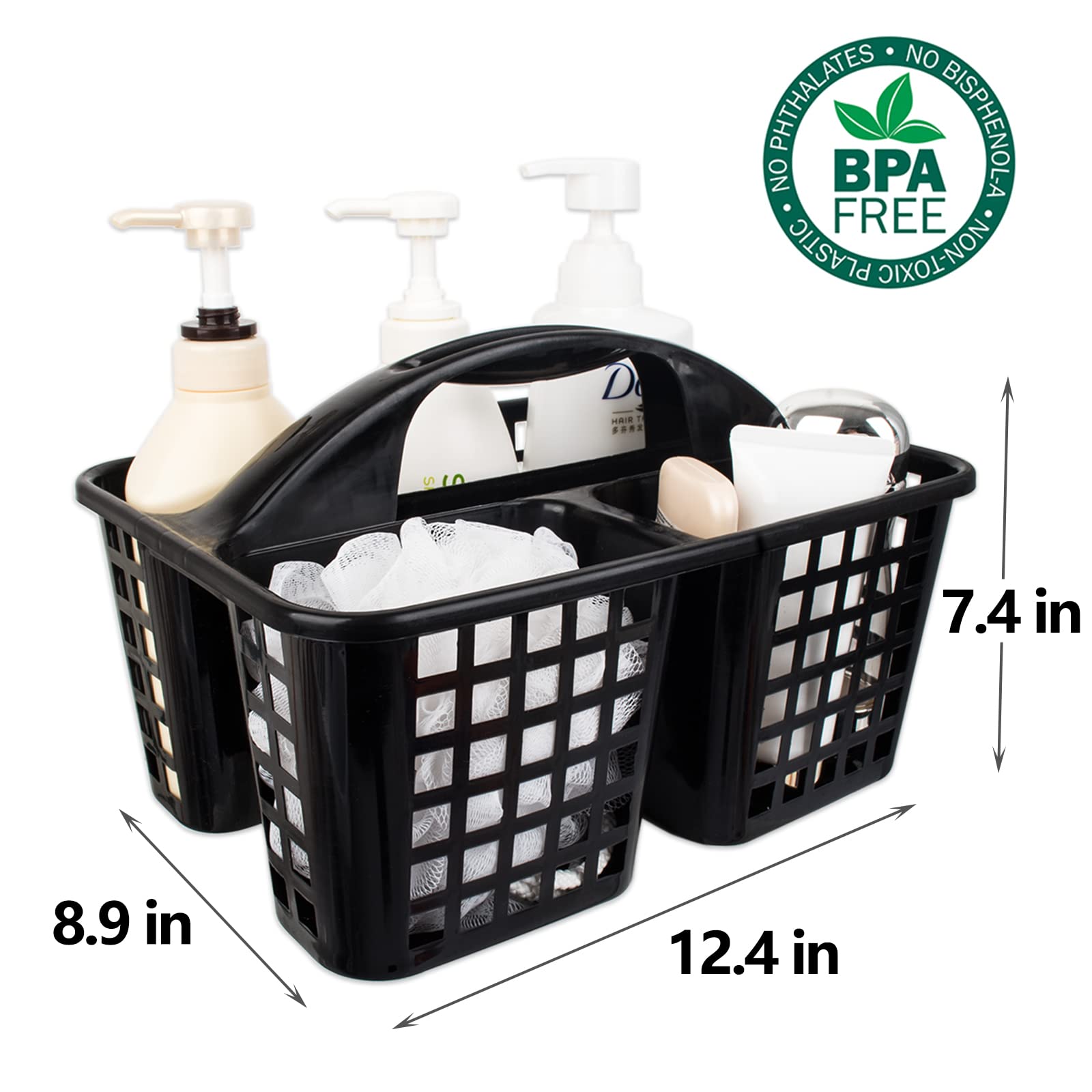 Portable Shower Caddy Basket with Handle - Plastic Cleaning Supply Organizer for Bathroom, Kitchen, Bedroom & College Dorm - Under Sink Storage Bucket Tool (Pack of 2) - Perfect for Organizing Toiletries, Cleaning Products & Bath Accessories