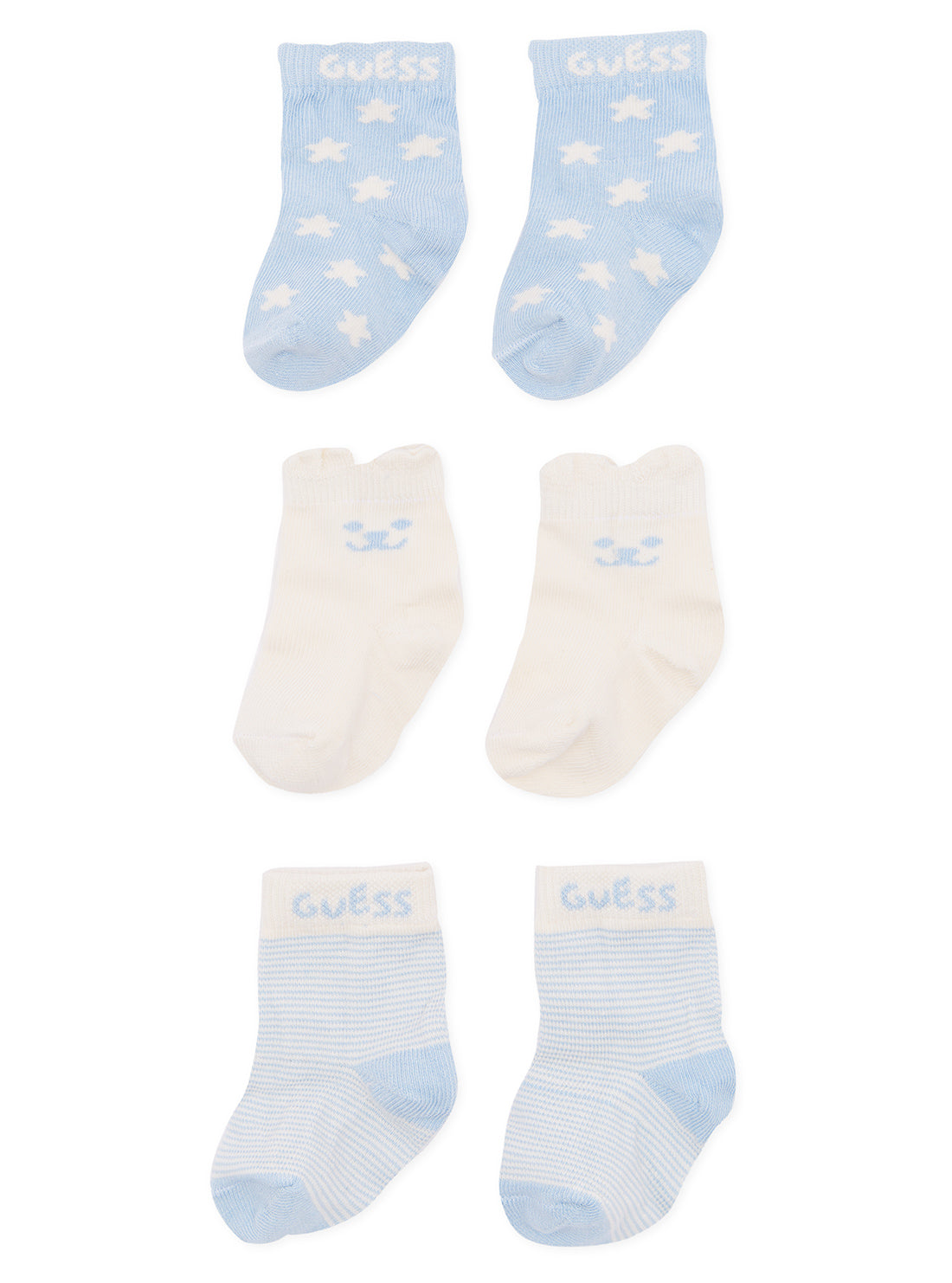 Blue and Cream 3-Piece Newborn Baby Socks Set (One Size) - Soft Cotton Socks for Newborns & Infants - Perfect for Hospital, Home & Photo Shoots