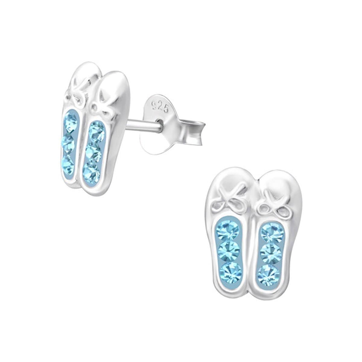 Kids Silver Ballerina Shoes Stud Earrings - Cute Ballet-Themed Jewelry for Girls | Perfect for Dance Recitals, Birthday Gifts & Special Occasions
