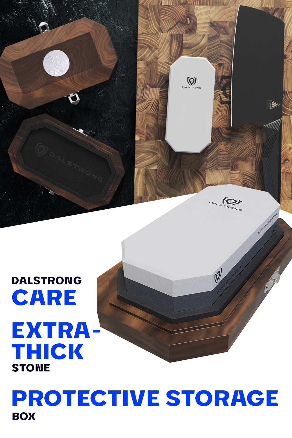 Premium #1000/#6000 Grit Whetstone Sharpening Kit with Oak Wood Storage Box - Professional Knife Sharpener for Kitchen, Hunting & Outdoor Use - Dalstrong © - Perfect for Home Chefs, Camping & Survival Gear