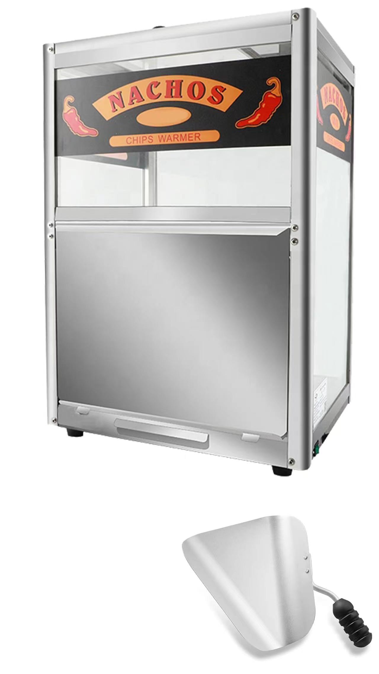 Commercial Nacho Cheese Warmer & Chip Display Cabinet with Scoop - Perfect for Restaurants, Cinemas, and Catering Events