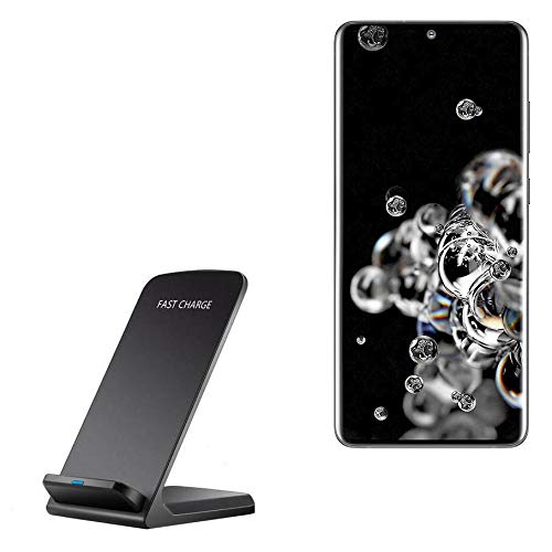 Wireless Charger Stand for Samsung Galaxy S20 Ultra 5G - Fast Qi-Certified Charging Pad, Cord-Free Convenience, Jet Black - Perfect for Home, Office and Nightstand Charging