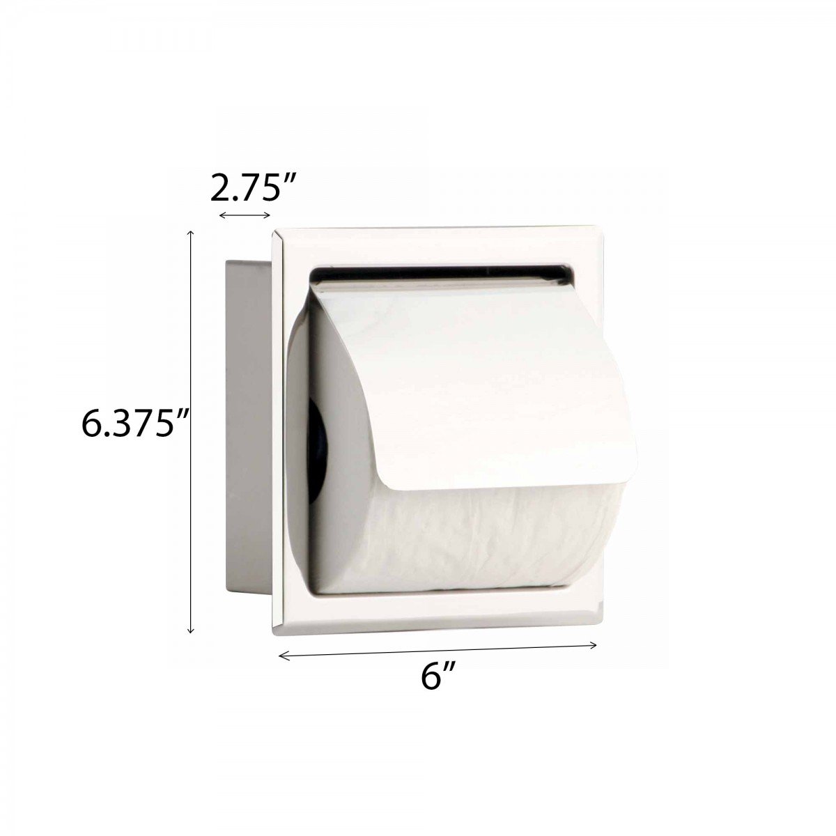 Stainless Steel Recessed Toilet Paper Holder with Lid - Wall Mount Bathroom Tissue Dispenser - Modern Silver Bathroom Decor for Home & Office Use - Pack of 1