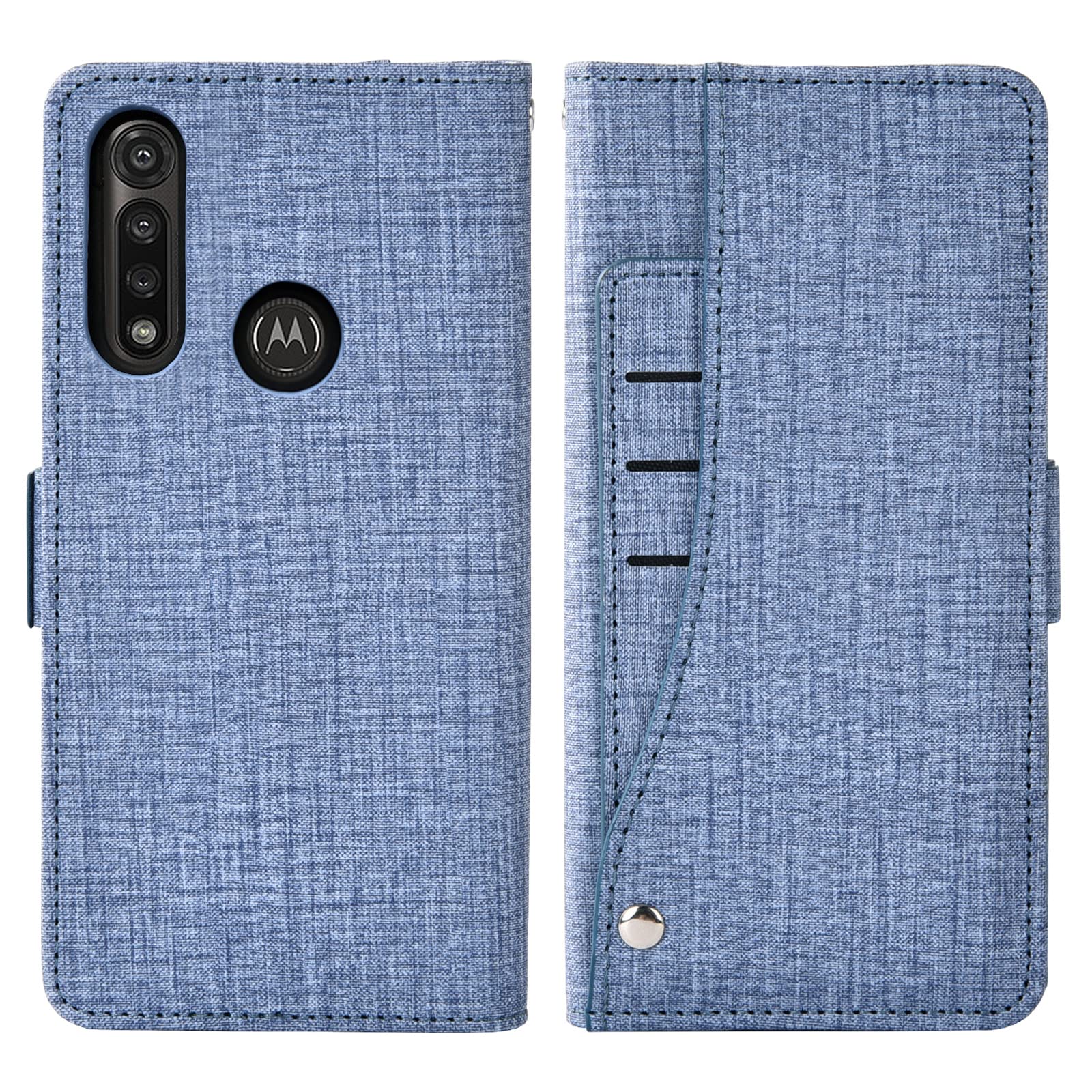 Moto G Power 2020 Wallet Case with Screen Protector - Blue Leather Phone Cover for Men & Women | Perfect for Work & Travel