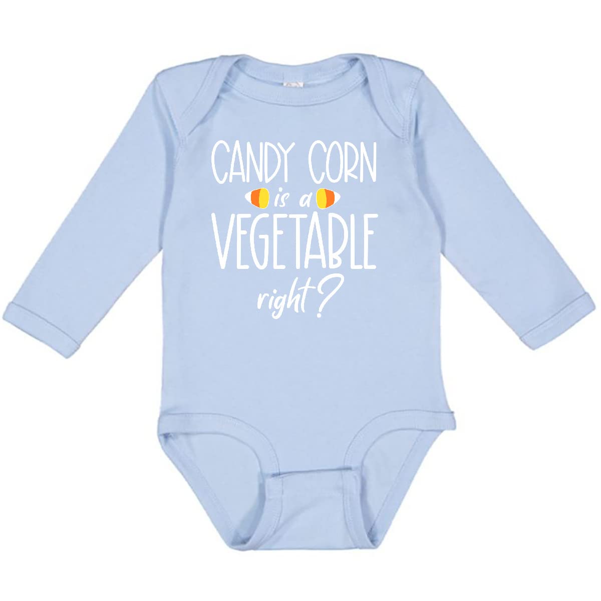 Inktastic Halloween Candy Corn is a Vegetable, Right? Funny Long Sleeve Baby Bodysuit - Perfect for Halloween Costumes, Baby Photoshoots & Holiday Parties
