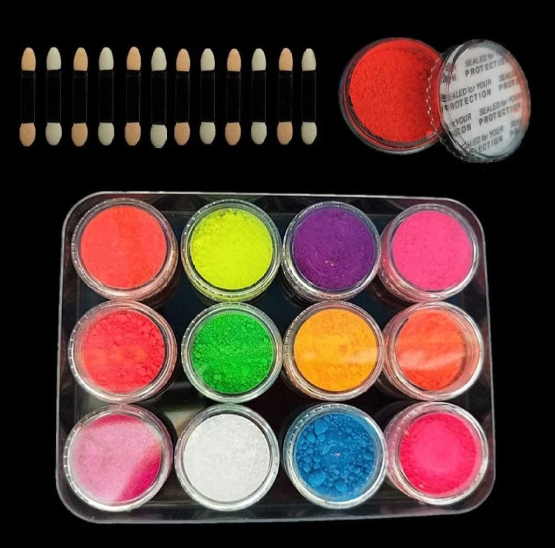 NAILSBAR Professional Neon Pigment Eyeshadow & Nail Powder - Vibrant Glitter Pigments for Nail Art & Makeup | Perfect for Salon, Home Manicures & Festival Looks