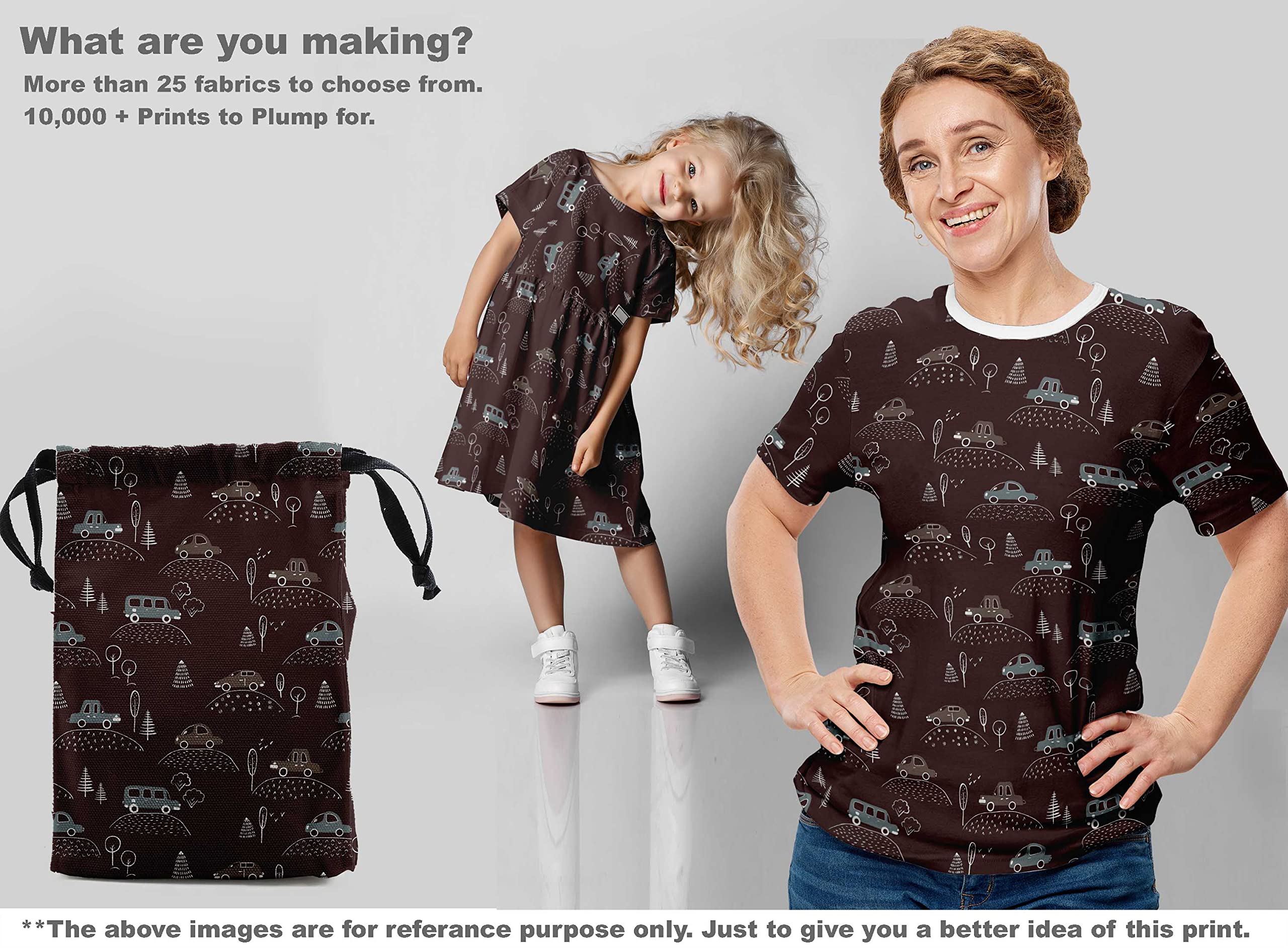 oneOone Polyester Spandex Brown Fabric - 56 Inch Wide Printed Dress Material for Cars & Upholstery | Perfect for DIY Car Seat Covers, Home Decor & Craft Projects