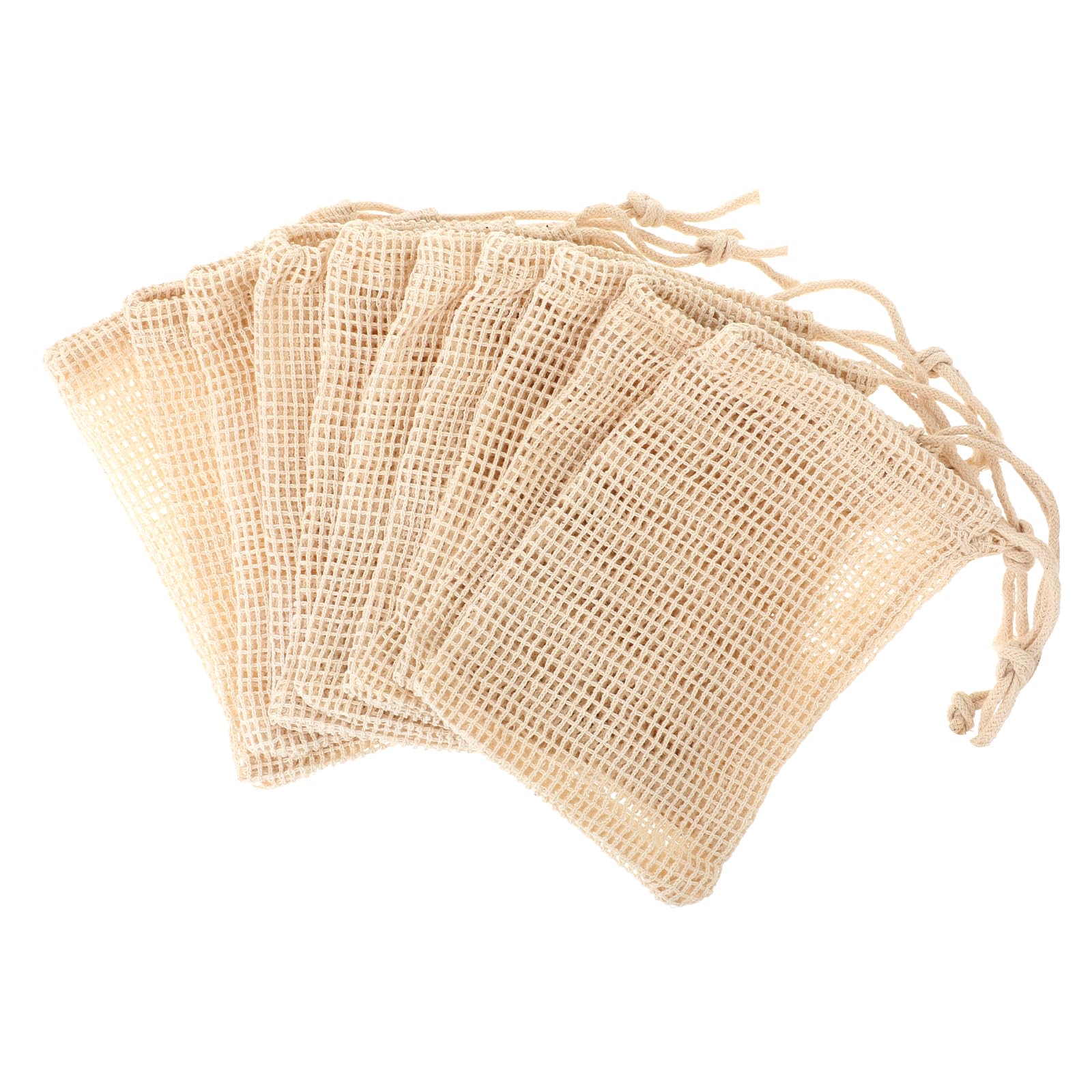 10 PCS Natural Sisal Soap Bags - Handmade Cotton Soap Saver Pouch with Drawstring for Foaming, Drying & Exfoliating | Body Wash & Facial Cleansing Mesh Scrubber | Perfect for Bath, Shower & Travel Use