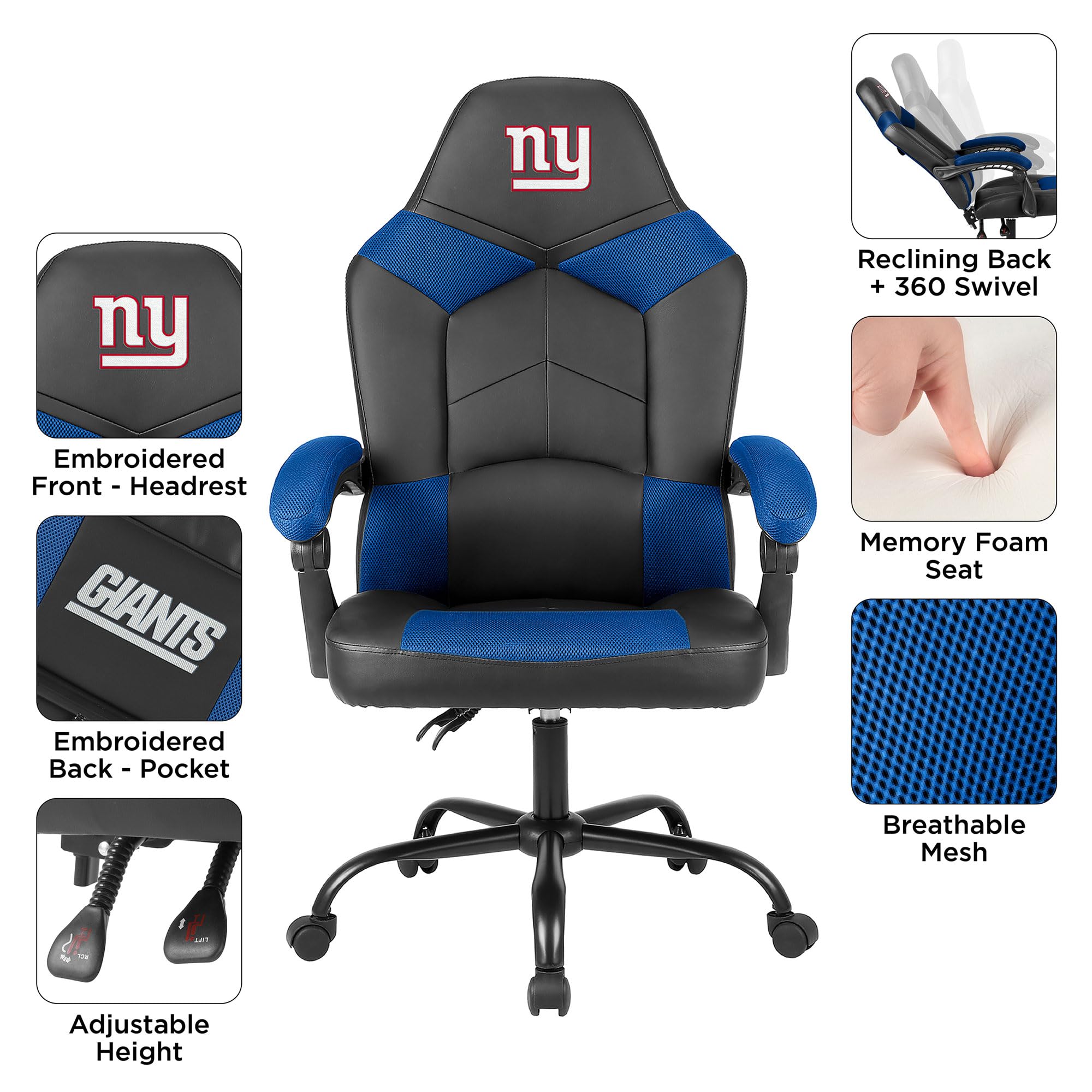 NFL Oversized Office Chair - Heavy Duty Gaming & Executive Desk Chair with Lumbar Support - Perfect for Sports Fans, Gamers & Home Office Use
