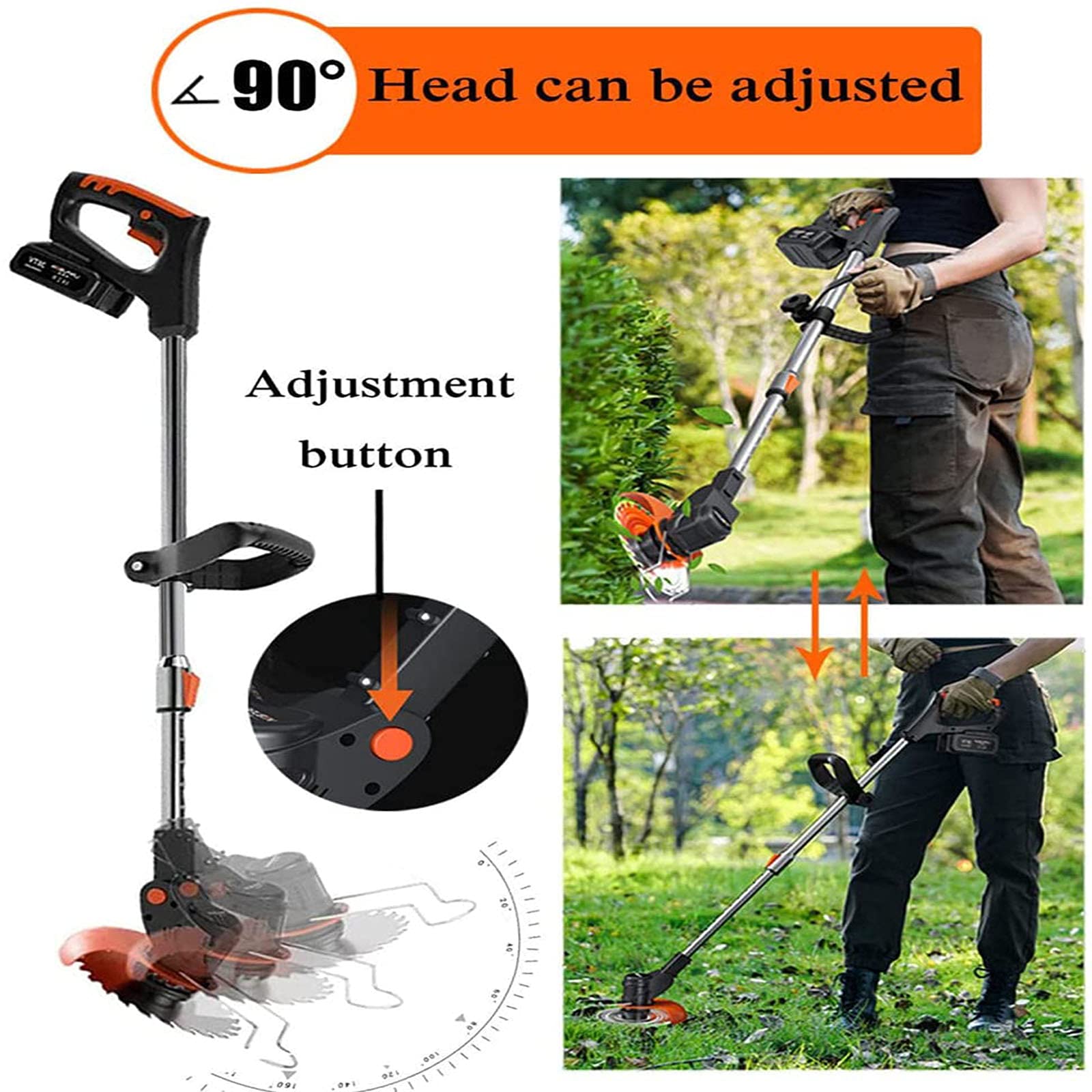 24V Cordless Electric Grass Trimmer & Lawn Edger - 2 Batteries Included with Replaceable Blade - Lightweight Brush Cutter for Lawn Care, Garden Trimming & Yard Maintenance
