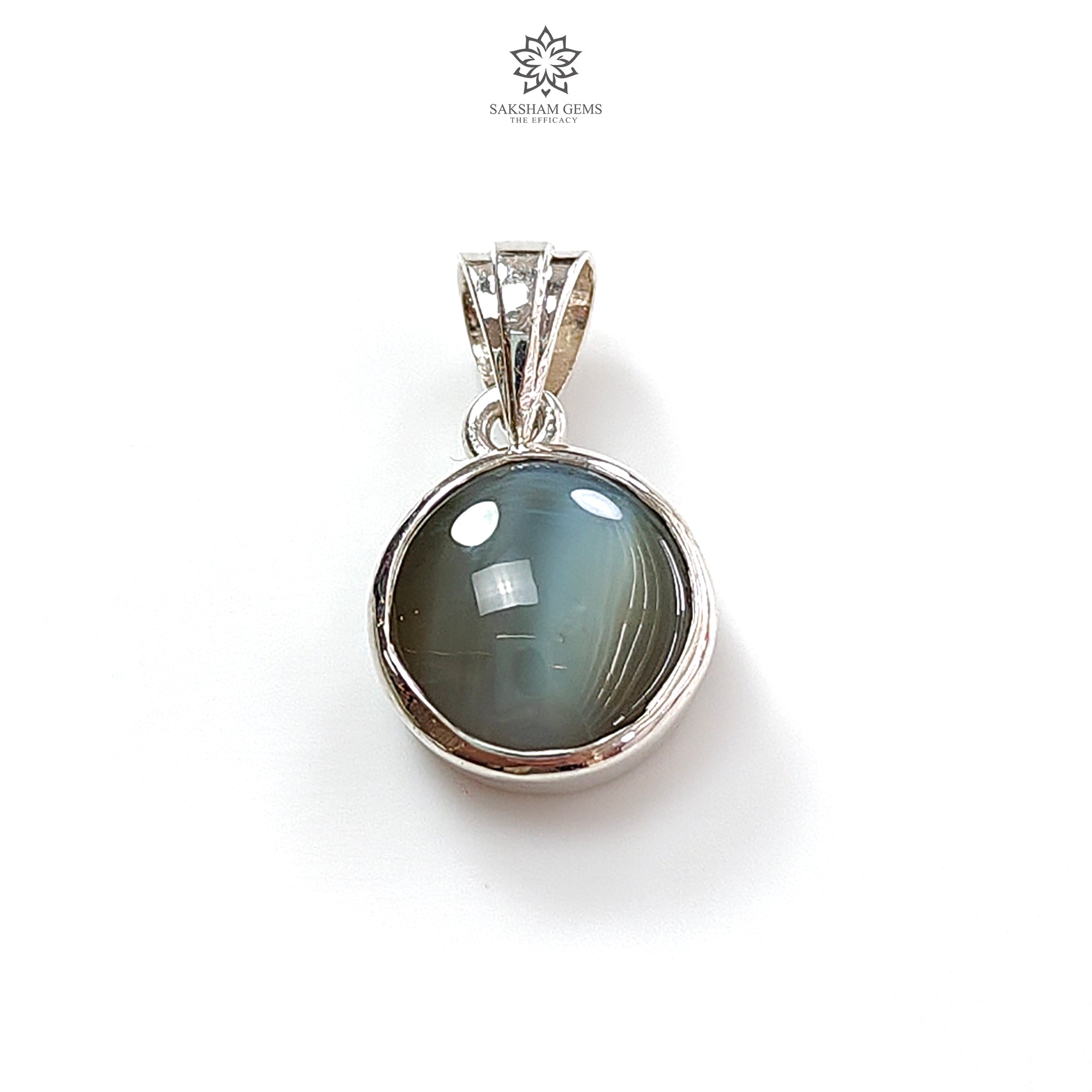 Natural Chrysoberyl Cat's Eye Silver Pendant - 2.50g Genuine Untreated Round Cabochon in 925 Sterling Silver Bezel Setting | Elegant Jewelry Gift for Women, Perfect for Weddings & Special Occasions