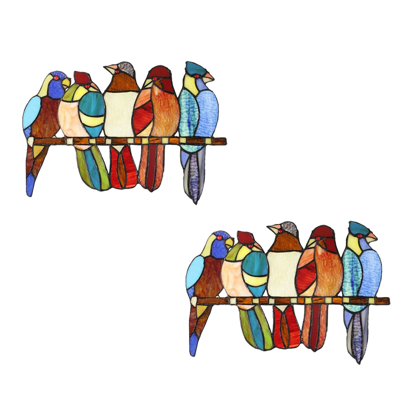 Stained Glass Style Birds on Branches Decals - Premium Window & Wall Decoration Stickers for Living Room, Bedroom, Nursery - DIY Home Decor & Gift Idea