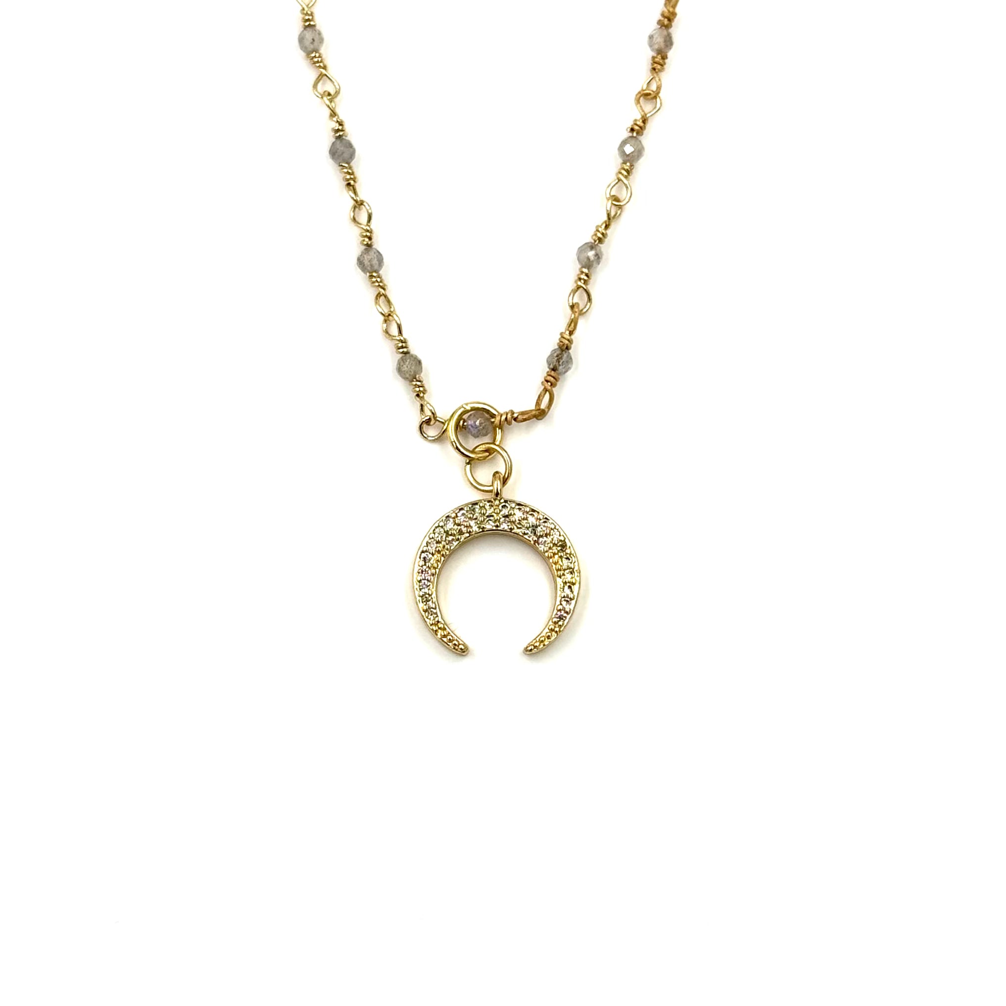 Ashley Gold Stainless Steel Gold Plated CZ Crescent Charm Necklace for Women - Perfect for Parties, Weddings & Everyday Elegance