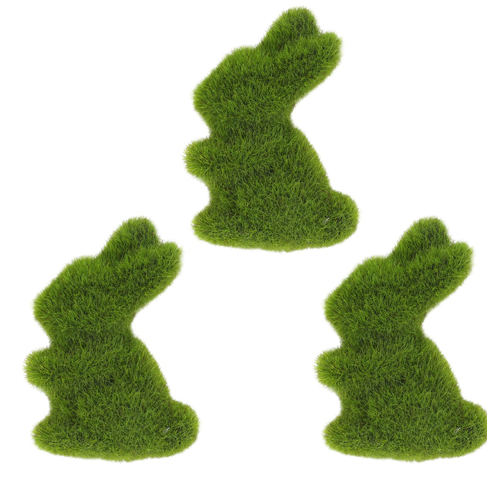 ABOOFAN 3PCS Easter Moss Bunny Figurines - Lovely Flocked Foam Rabbit Statues with Artificial Turf Grass - Easter Garden Decor, Party Supplies & Home Decorations - Perfect for Spring Centerpieces, Easter Egg Hunts & Outdoor Decor