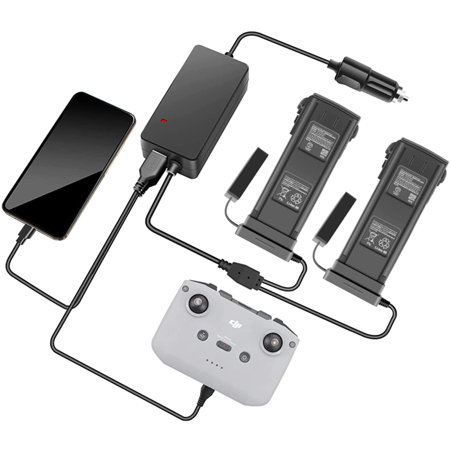 DJI Mavic 3 4-in-1 Fast Battery Charger Hub - Simultaneous Charging for DJI Mavic 3 Drone Batteries & Remote Controller - Portable Travel Charging Station for Aerial Photography Enthusiasts