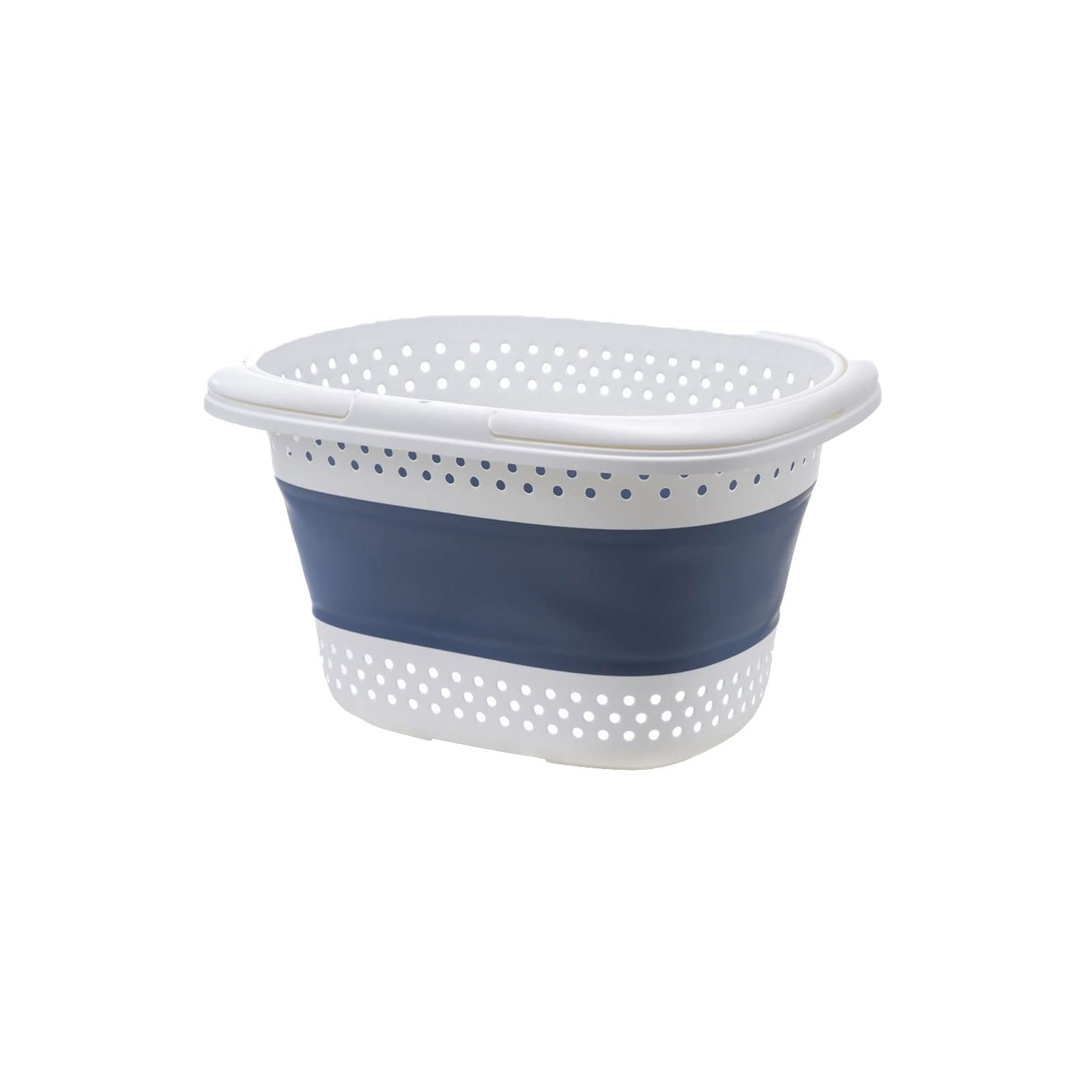 Foldable Laundry Basket with Handle - Hanging Mesh Storage Organizer for Bathroom, Closet & Laundry Room - Deep Blue - Perfect for Clothes, Toys & Household Items Storage
