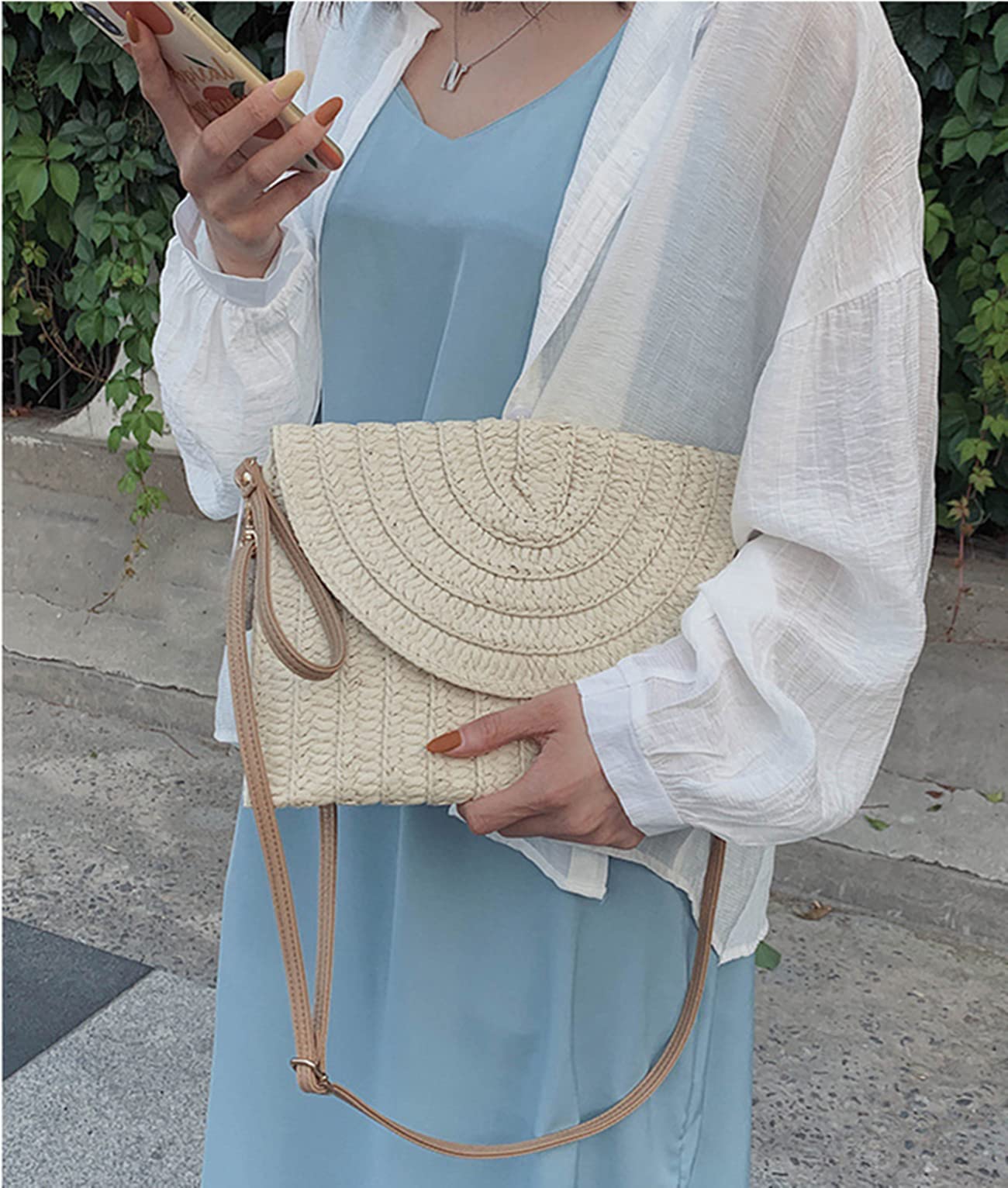 Eco-Friendly Straw Shoulder Bag for Women - Beach Tote, Crossbody Clutch, Casual Purse & Wallet - Perfect for Summer Vacations, Pool Parties, and Boho Fashion Accessories