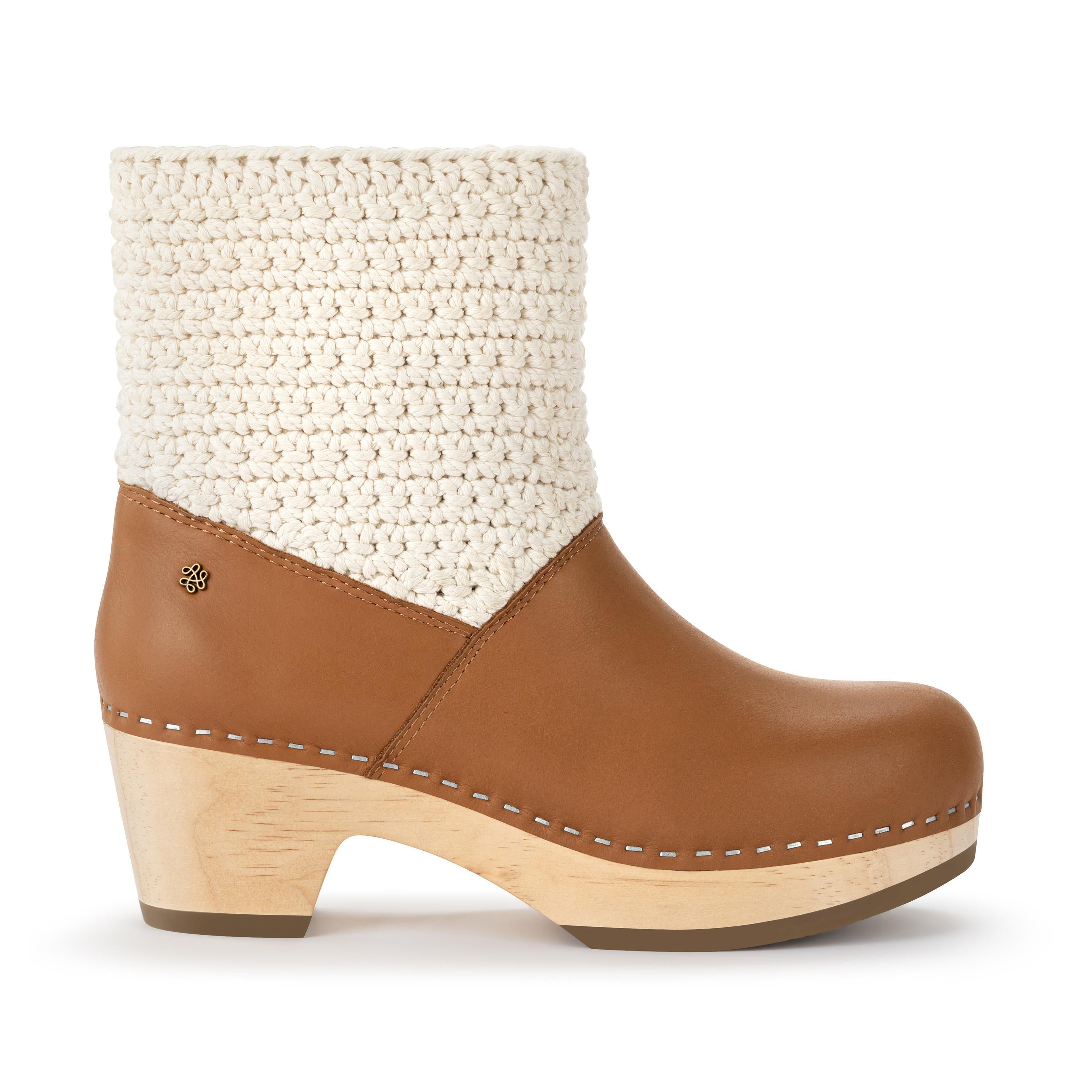 Paloma Clog Boots - Genuine Leather Women's Ankle Boots in Tobacco Brown | Comfortable & Stylish for Fall & Winter Fashion
