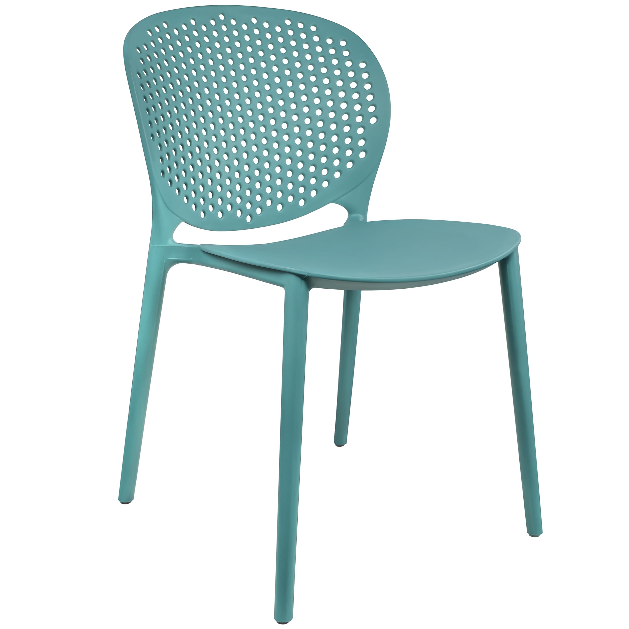 2xhome Set of 4 Modern Stackable Patio Chairs - Indoor/Outdoor Dining Side Chairs for Pool, Kitchen, Living Room & Restaurant - Teal Blue - Perfect for Backyard BBQs, Pool Parties & Outdoor Dining