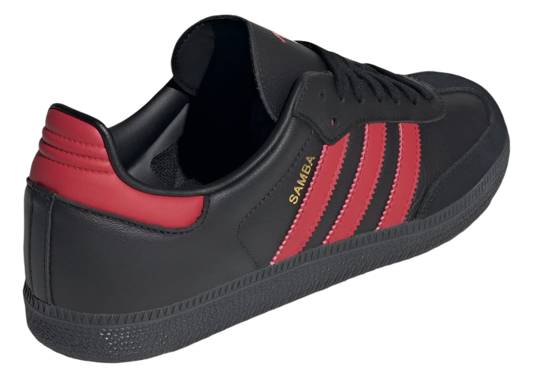 adidas Manchester United Samba Indoor Soccer Shoes for Men - Black/Red - Comfortable Football Cleats for Training & Matches - Perfect for Indoor Courts & Futsal Games