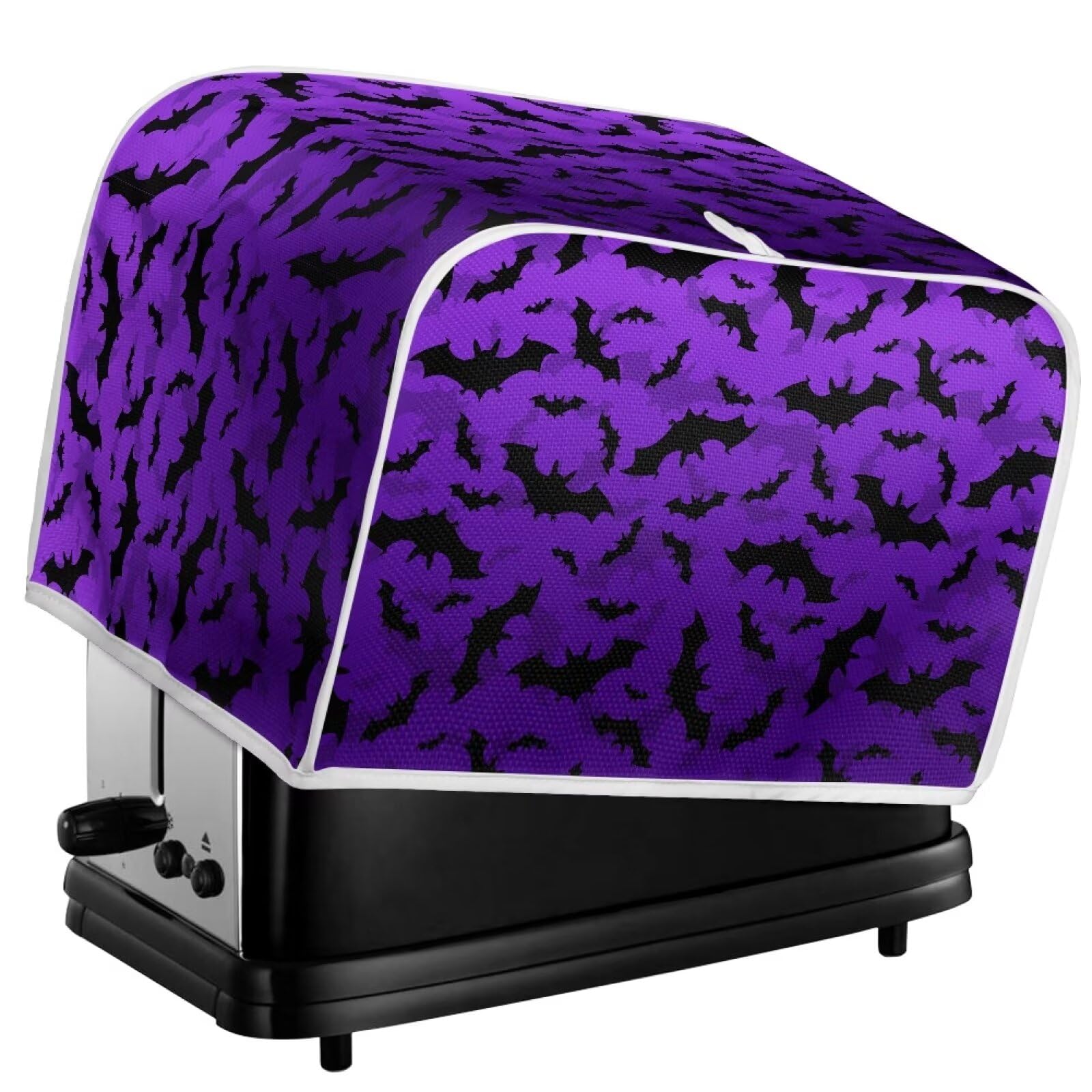 Bat Print 4-Slice Toaster Cover - Universal Fit for Most Standard Toasters, Quilted Oven & Bread Maker Dust Protector - Halloween Kitchen Decor & Small Appliance Cover (Perfect for Halloween Parties, Kitchen Protection & Home Decoration)