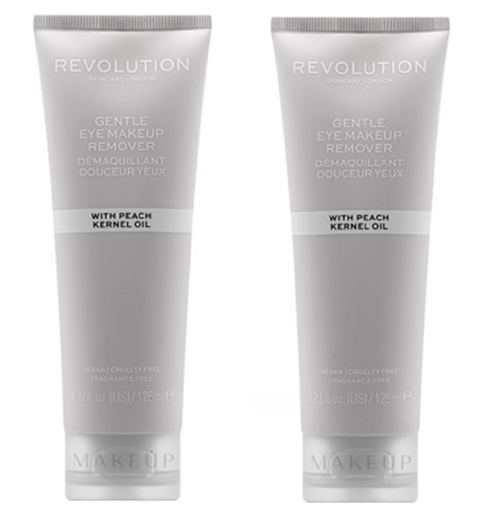 Makeup Revolution Skincare London Gentle Eye Makeup Remover with Peach Kernel Oil - 2 Pack | Soothing & Hydrating for Sensitive Eyes | Perfect for Daily Use & Travel