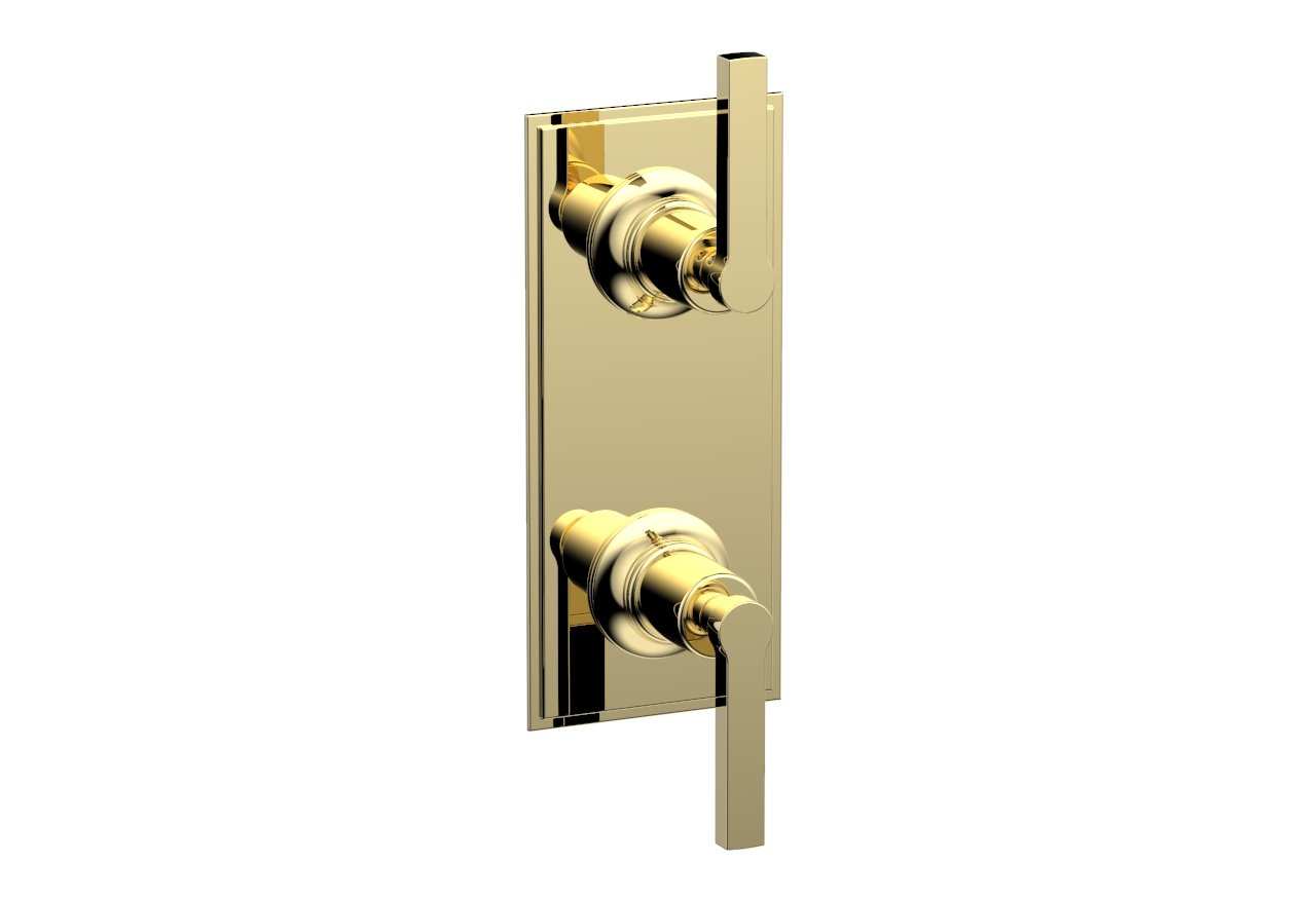 HEX MODERN Lever Handle Pair Trim Set for Thermostatic Shower Control with Volume Control & Diverter - Chrome Finish (4-106) - Perfect for Bathroom Renovation & Modern Home Upgrade