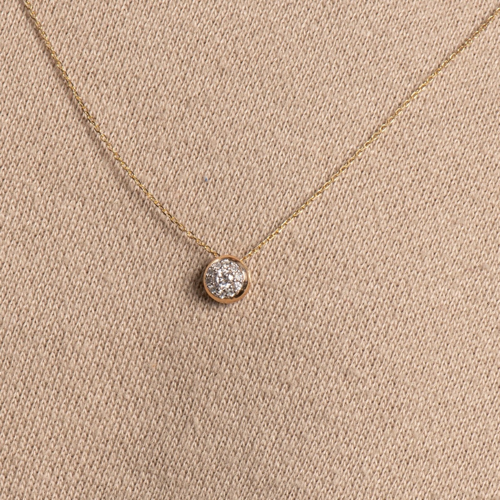 10k Yellow Gold Round Diamond Illusion Necklace for Women - Elegant Solitaire Pendant Jewelry Gift for Anniversary, Valentine's Day & Special Occasions
