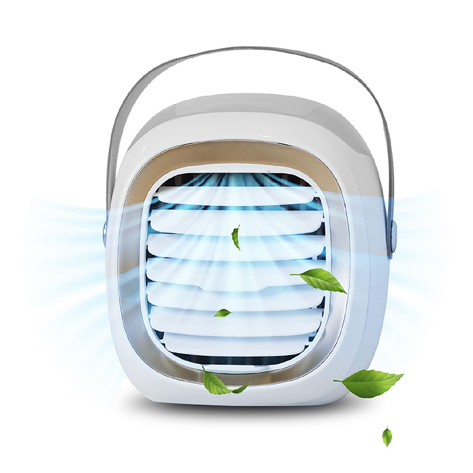 Bilukmi Portable USB Air Conditioner Fan - Rechargeable Personal Cooling Fan with Multi-Function for Home, Office, Travel | Compact Refrigerator Cooler (White) - Perfect for Bedroom, Desk, Outdoor & Camping Use